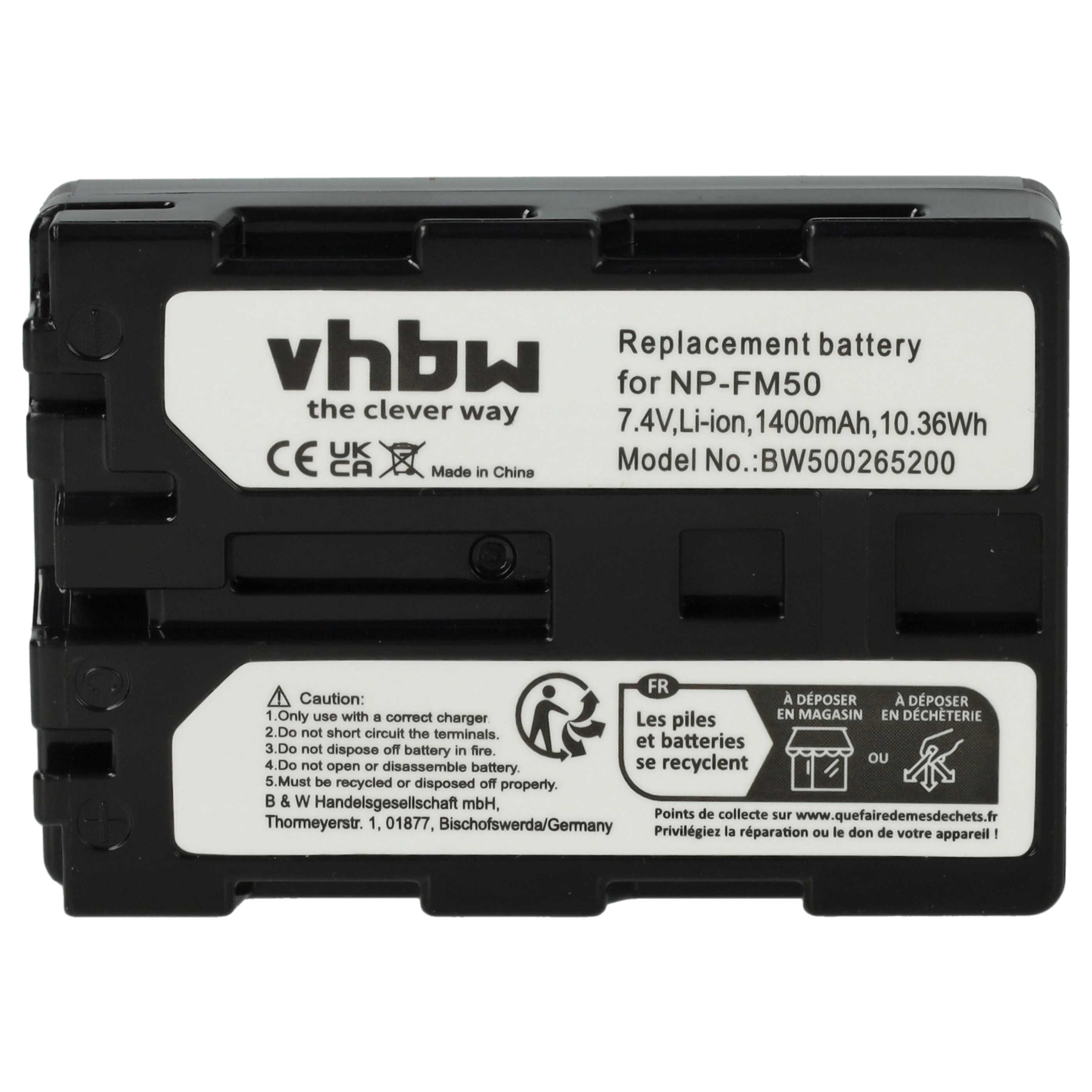 Videocamera 2x Battery replaces Sony NP-FM30, NP-FM50, NP-FM70, NP-FM90, NP-FM91 - 1400 mAh 7.4 V Li-Ion
