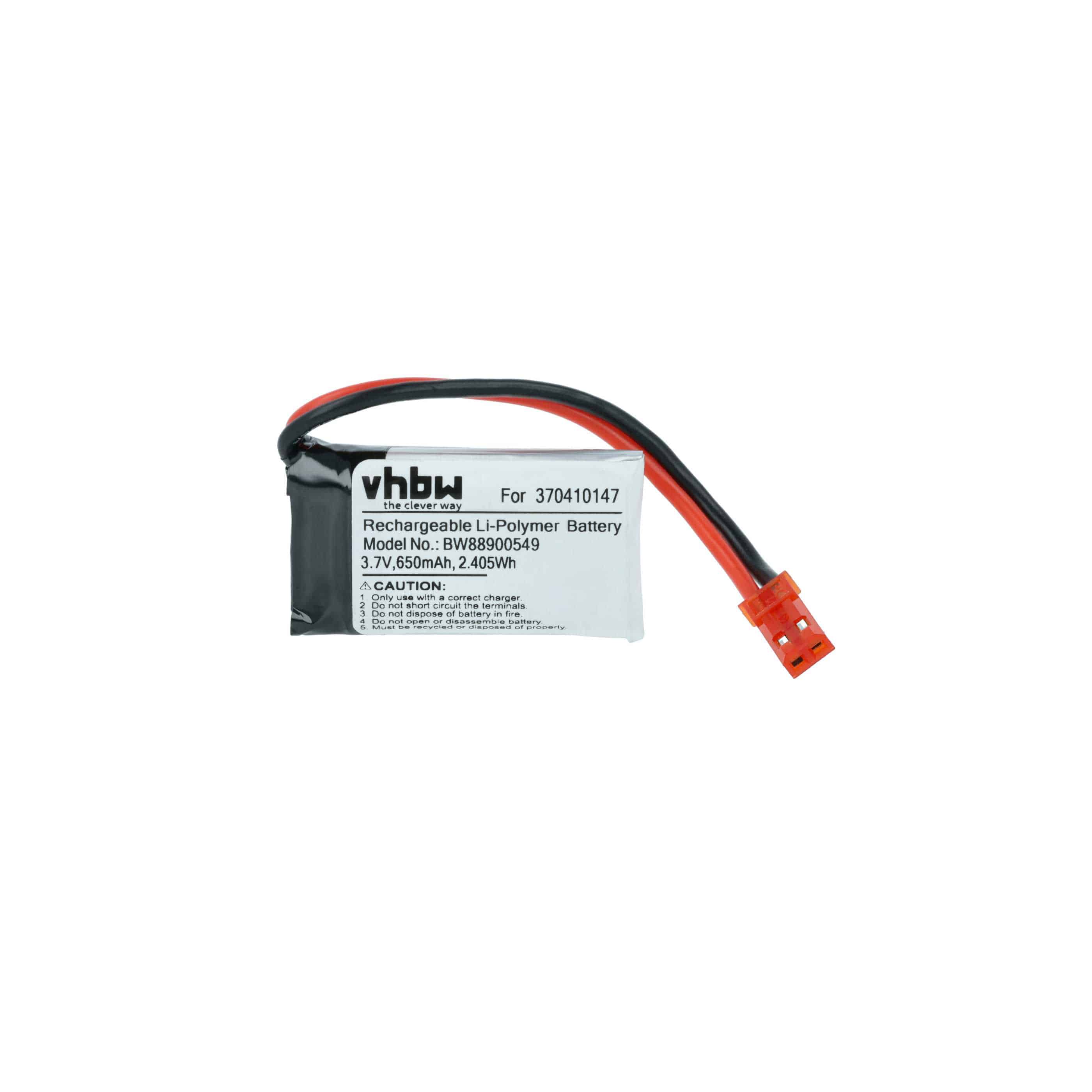 Batterie (2 pcs.) remplace Carrera 370410147 modèle radio-télécommandé - 650mAh 3,7V Li-polymère, JST BEC