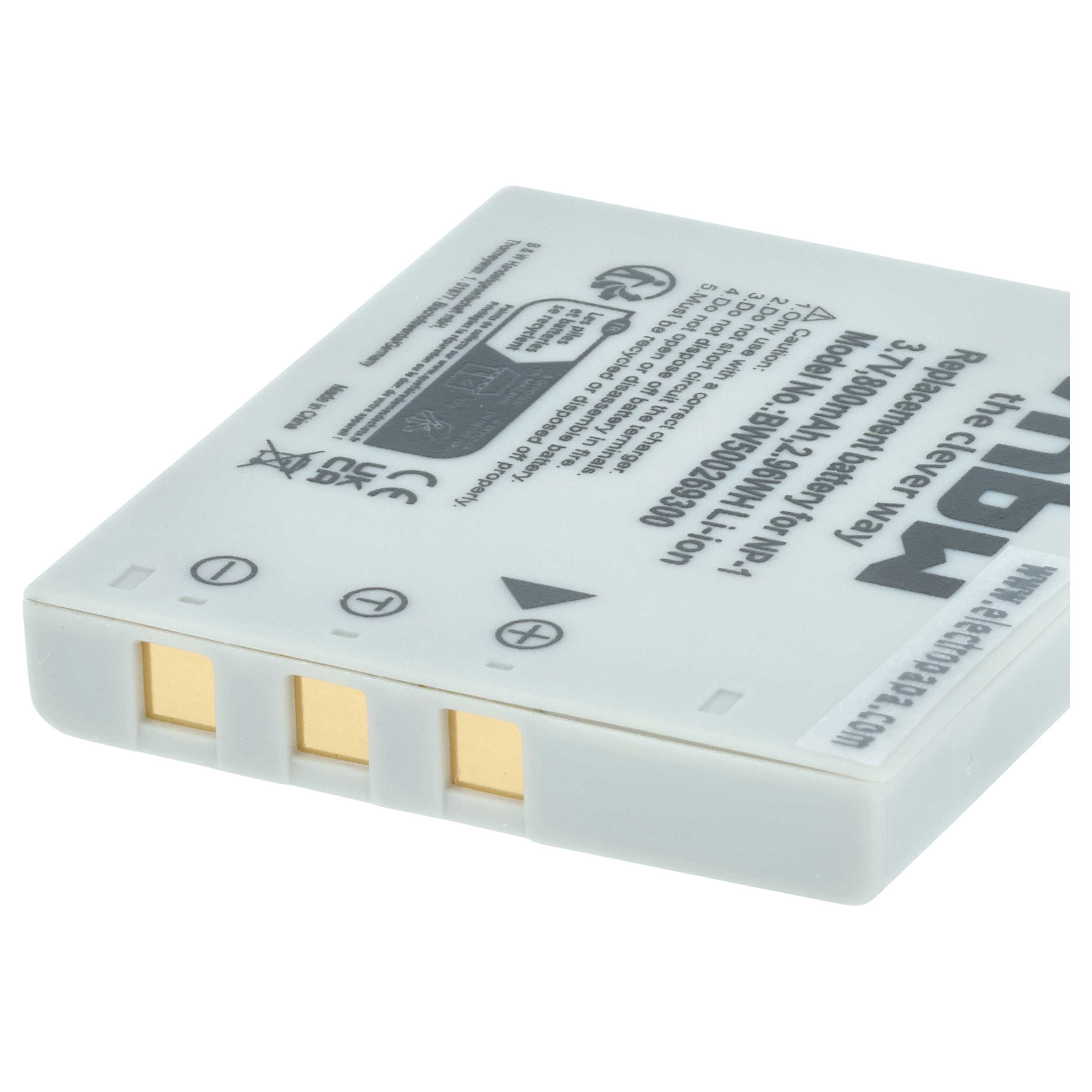 2x Batteries remplace Konica Minolta NP-1 pour appareil photo Konica Minolta- 800mAh 3,7V Li-ion