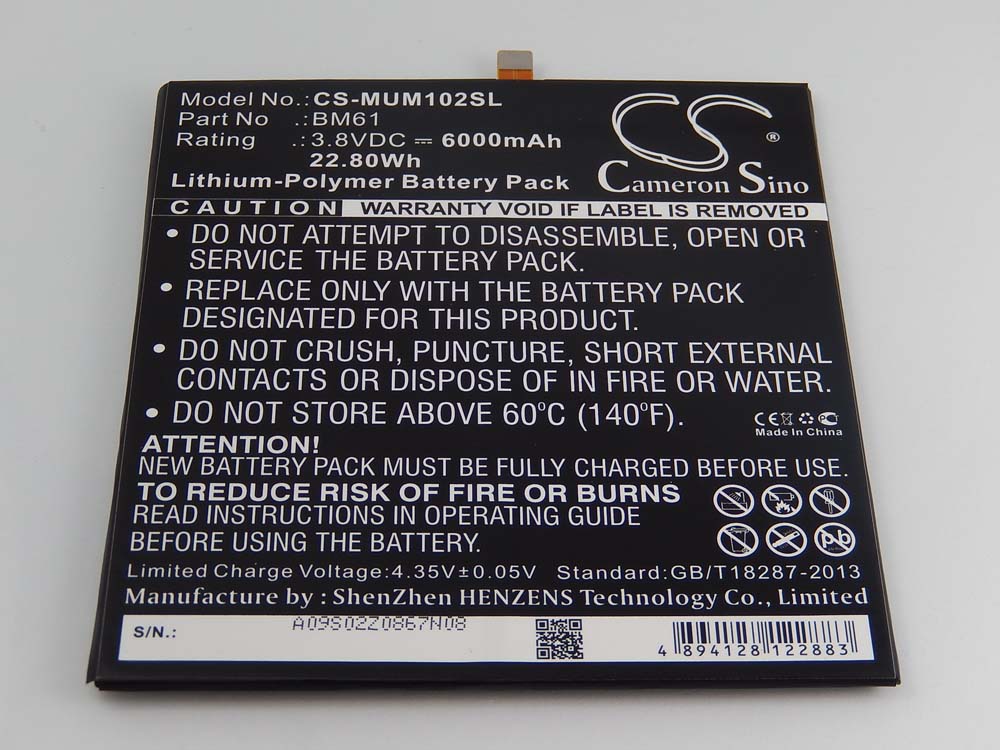 Tablet-Akku als Ersatz für Xiaomi BM61 - 6000mAh 3,8V Li-Polymer