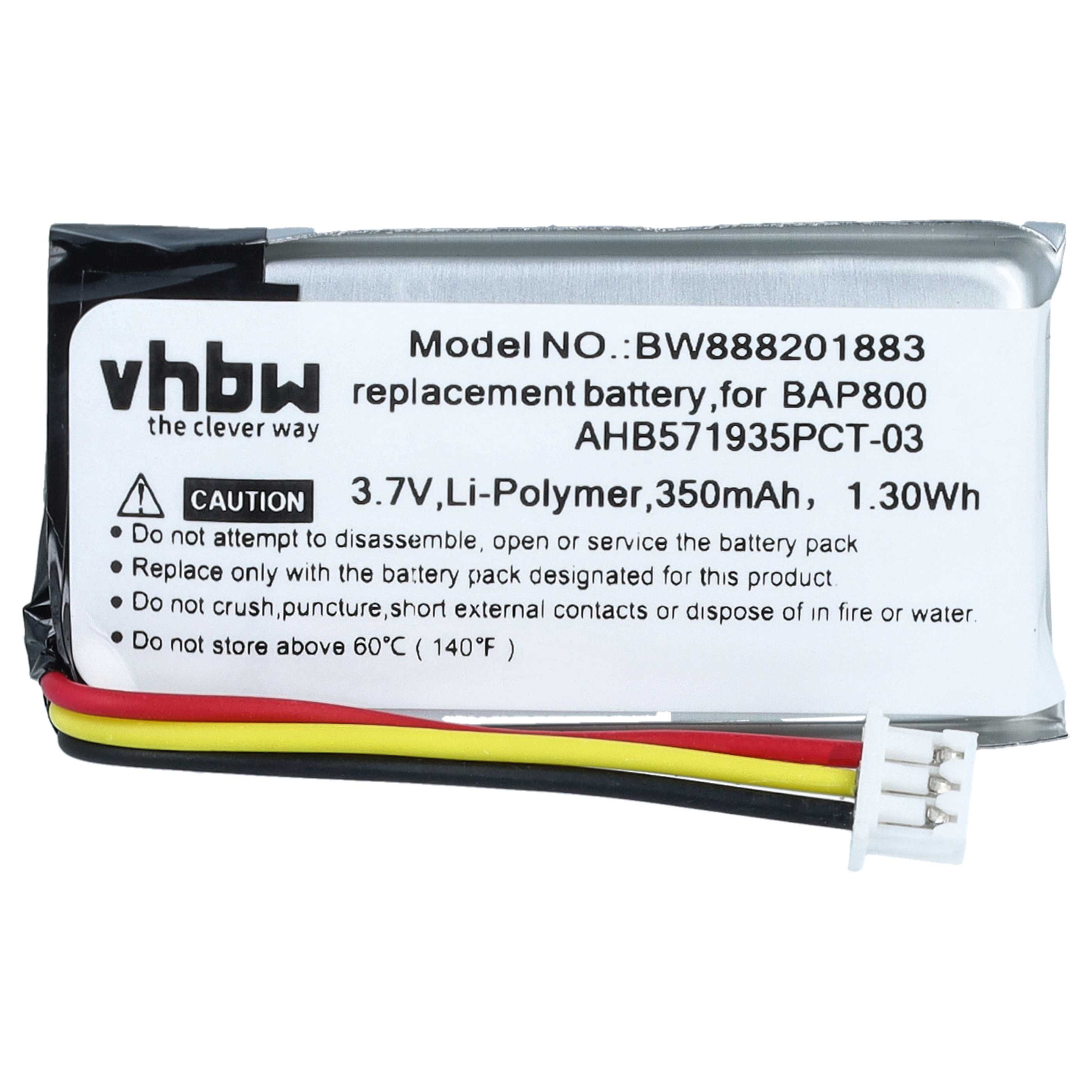 Stereo Amp Battery replaces Sennheiser AHB571935PCT-03, BAP 800, 586477, 573695 - 350 mAh 3.7 V Li-polymer