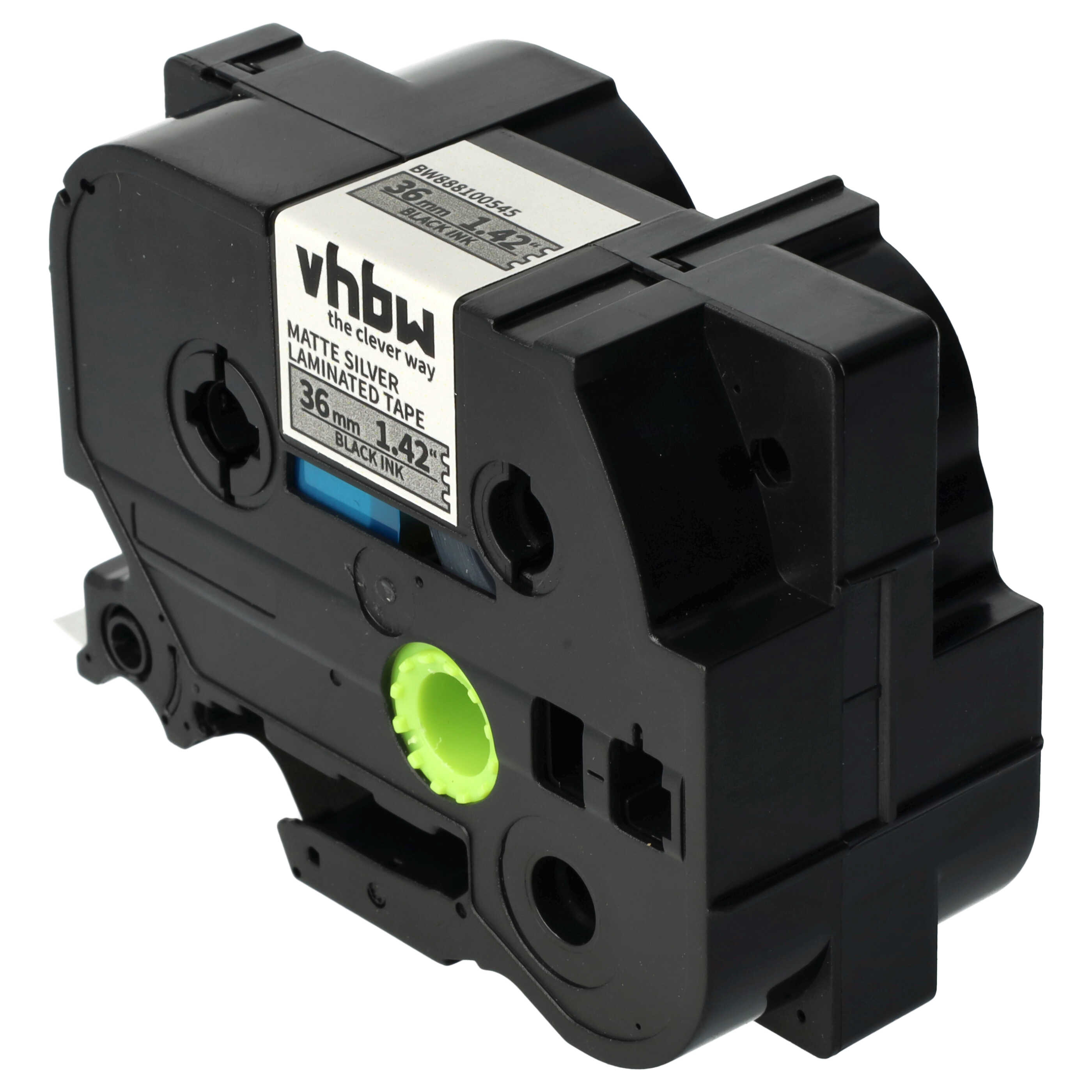 Label Tape replaces Brother AHe-M961, HGE-M961, HGEM961 - 36 mm Black to Matt-Silver