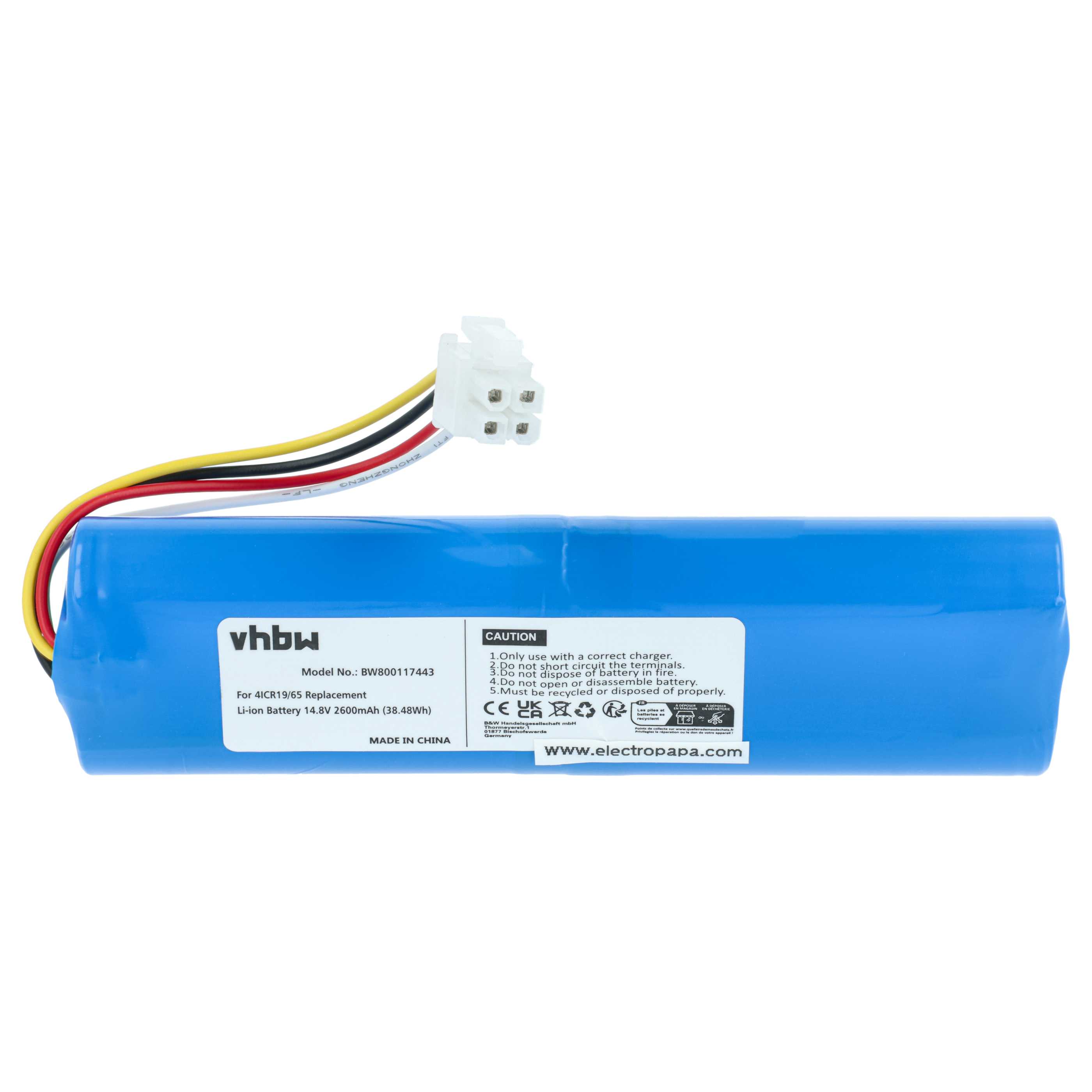 Battery replaces Philips 4ICR19/65, CP0111/01 for Philips 2600mAh, 14.8V, Li-Ion