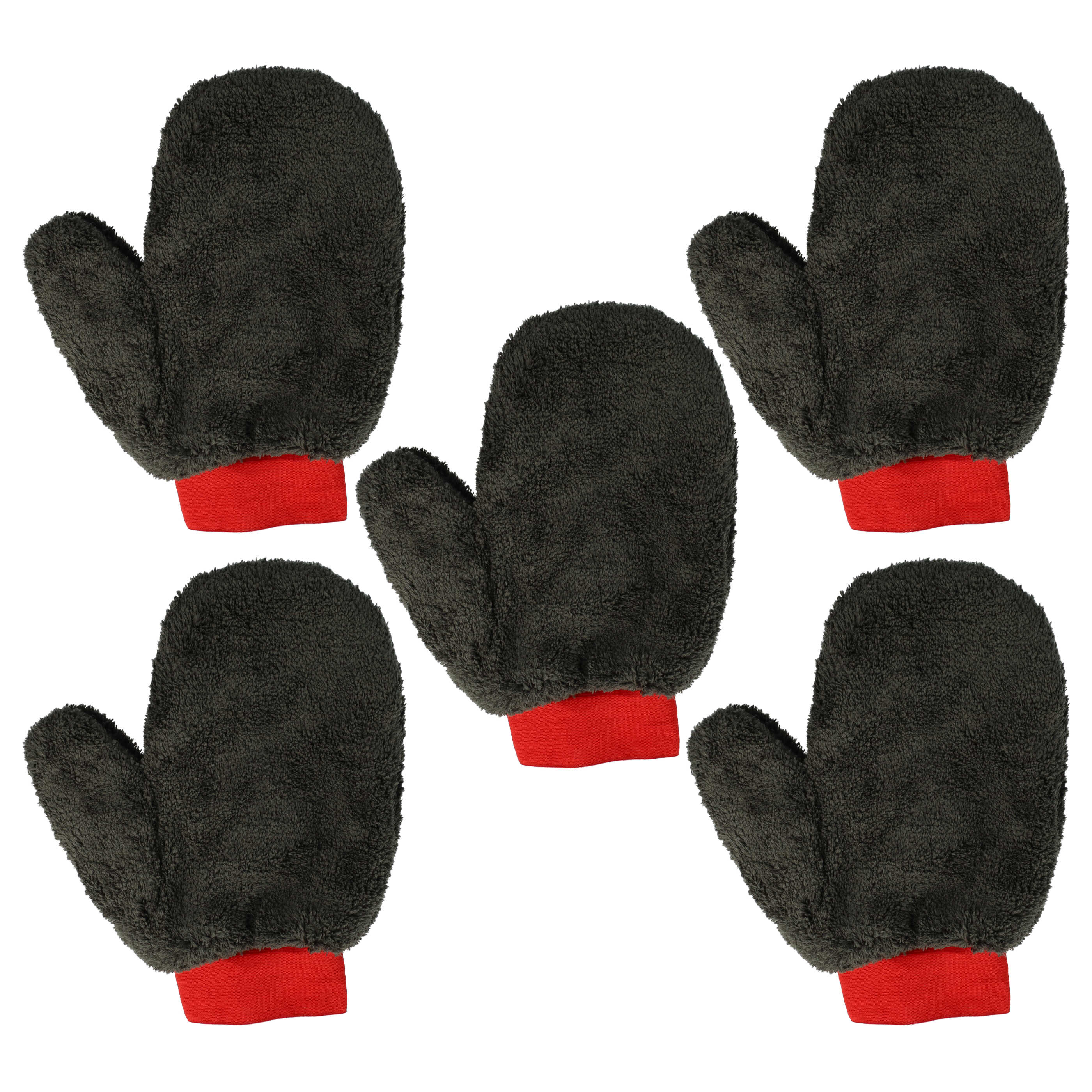 5x Guante de lavado de microfibra para coche, moto, bicicleta - Manopla de limpieza rojo negro