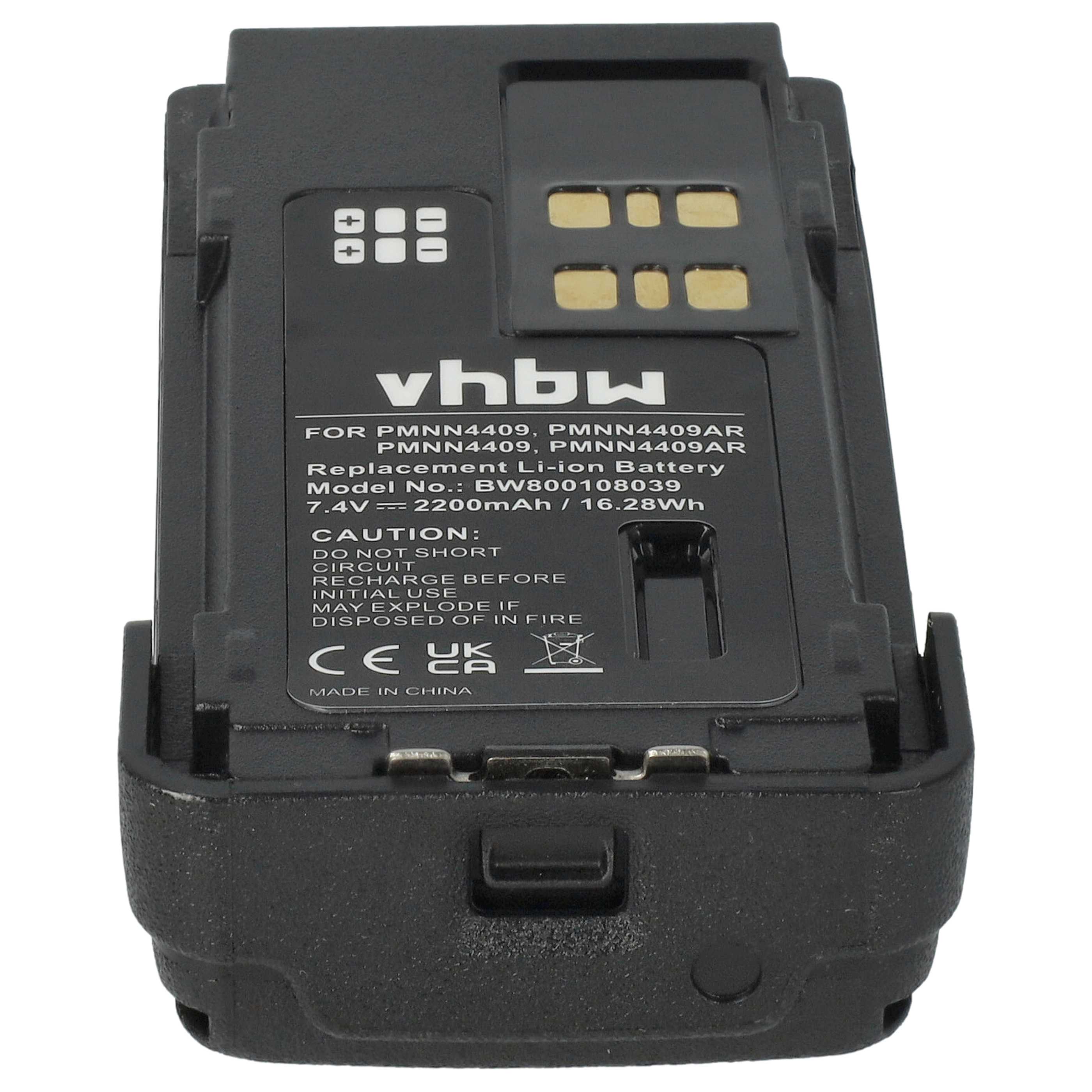 Radio 10x Battery replaces Motorola PMNN4406BR, PMNN4406, PMNN4409 - 2200 mAh 7.4 V Li-Ion + Belt Clip