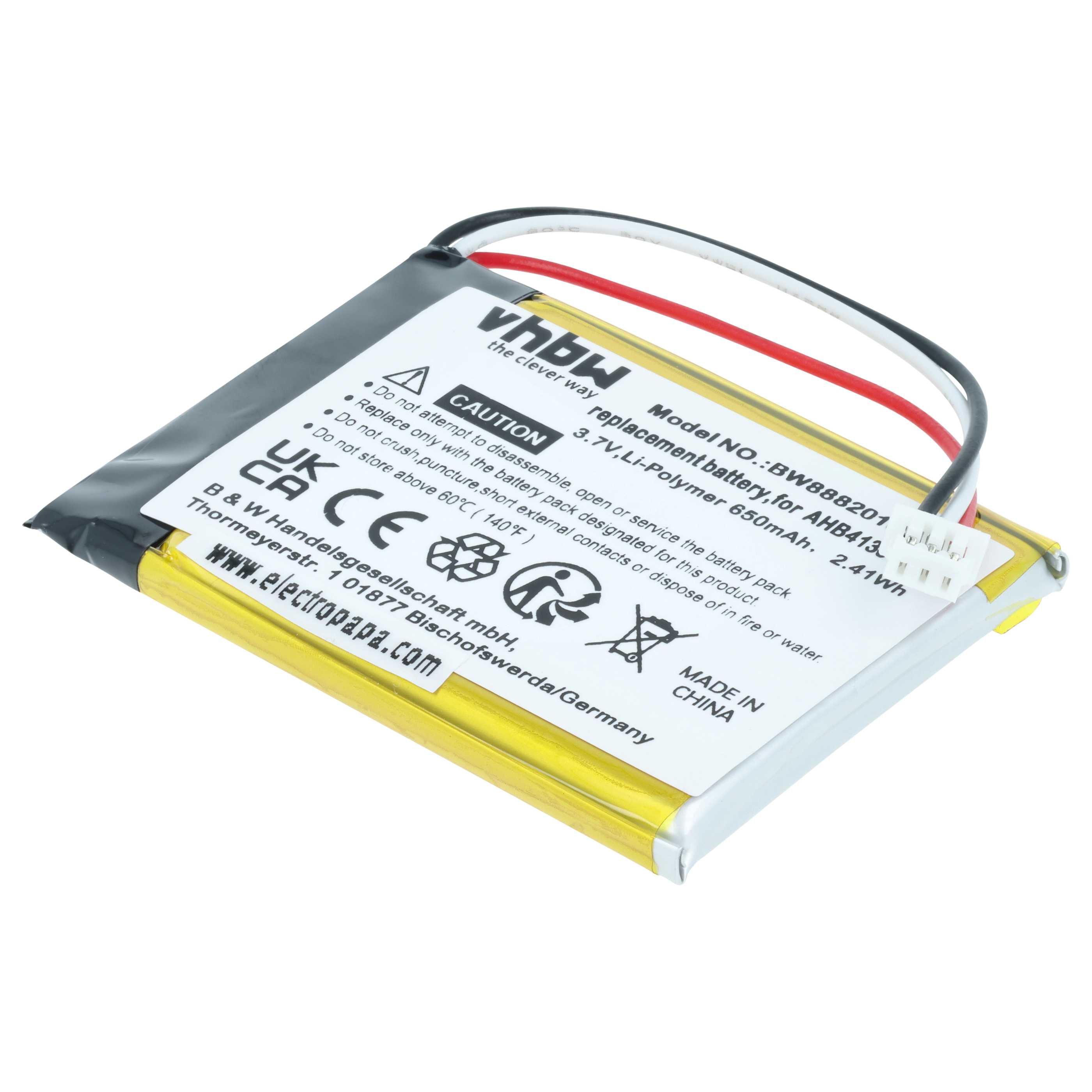 Akumulator do słuchawek bezprzewodowych zamiennik Sennheiser 507271-88, AHB413645PCT - 650 mAh 3,7 V LiPo