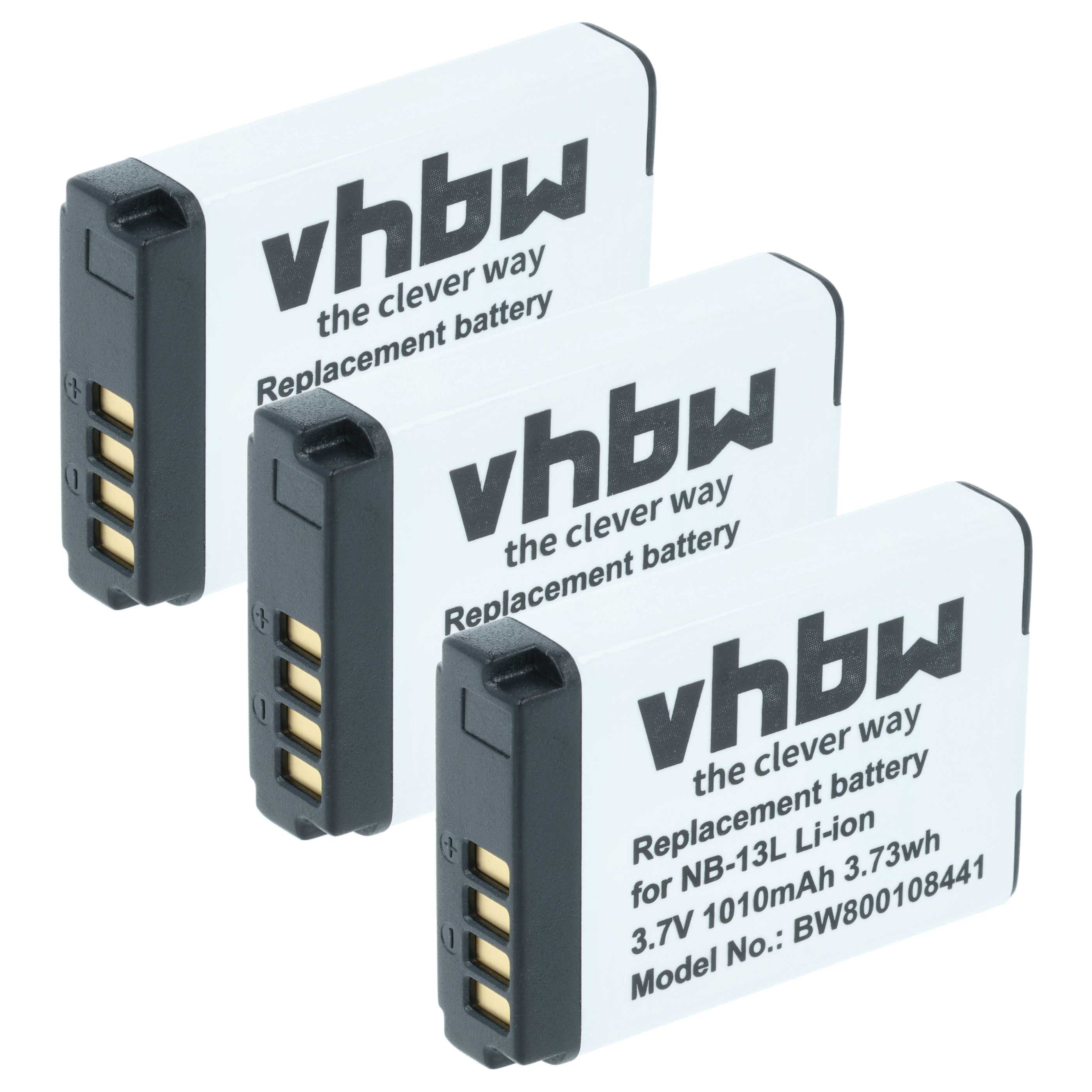 3x Battery replaces Canon NB-13L - 1010mAh, 3.7V, Li-Ion