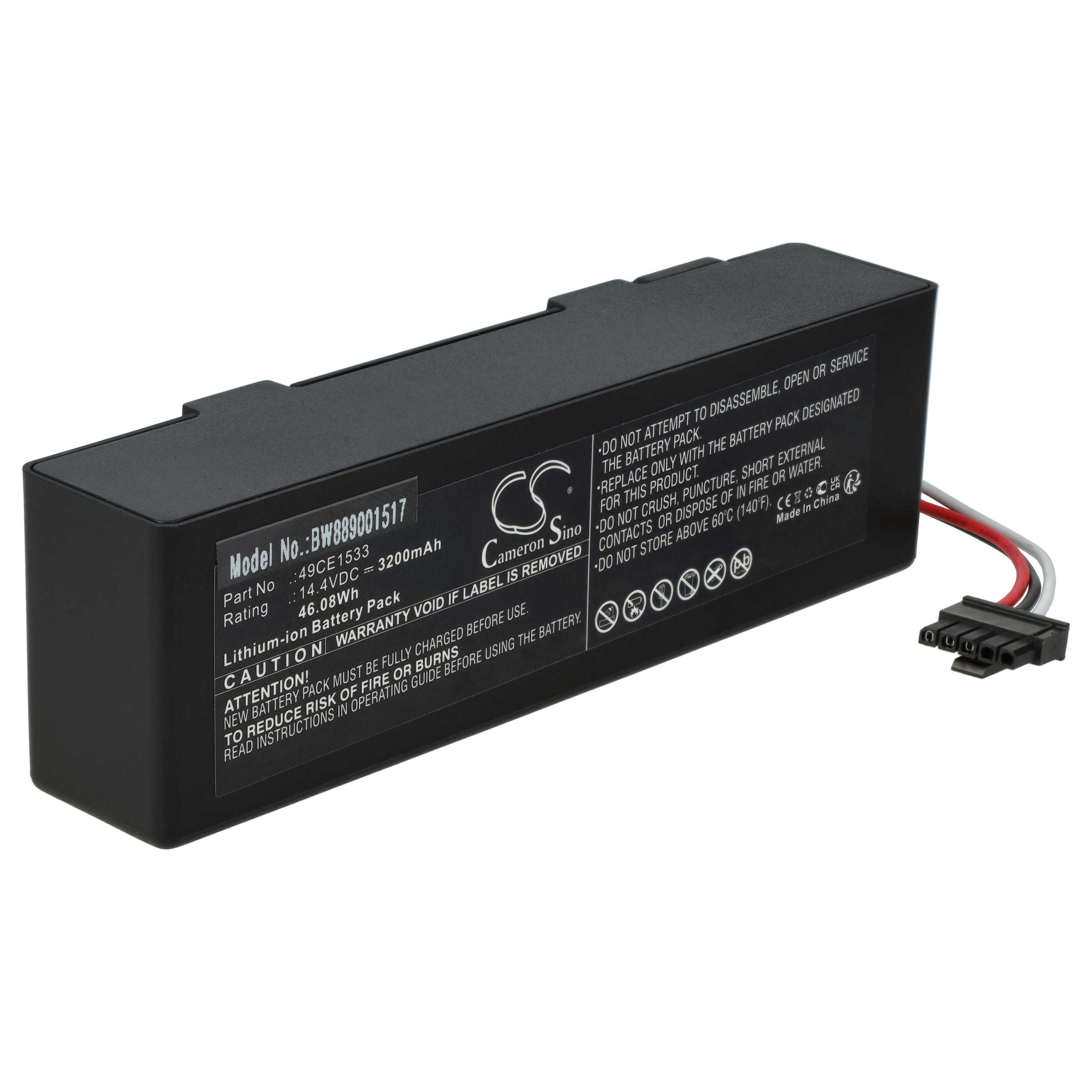 Battery replaces Cecotec 49CE1533 for Cecotec 3200mAh, 14.4V, Li-Ion