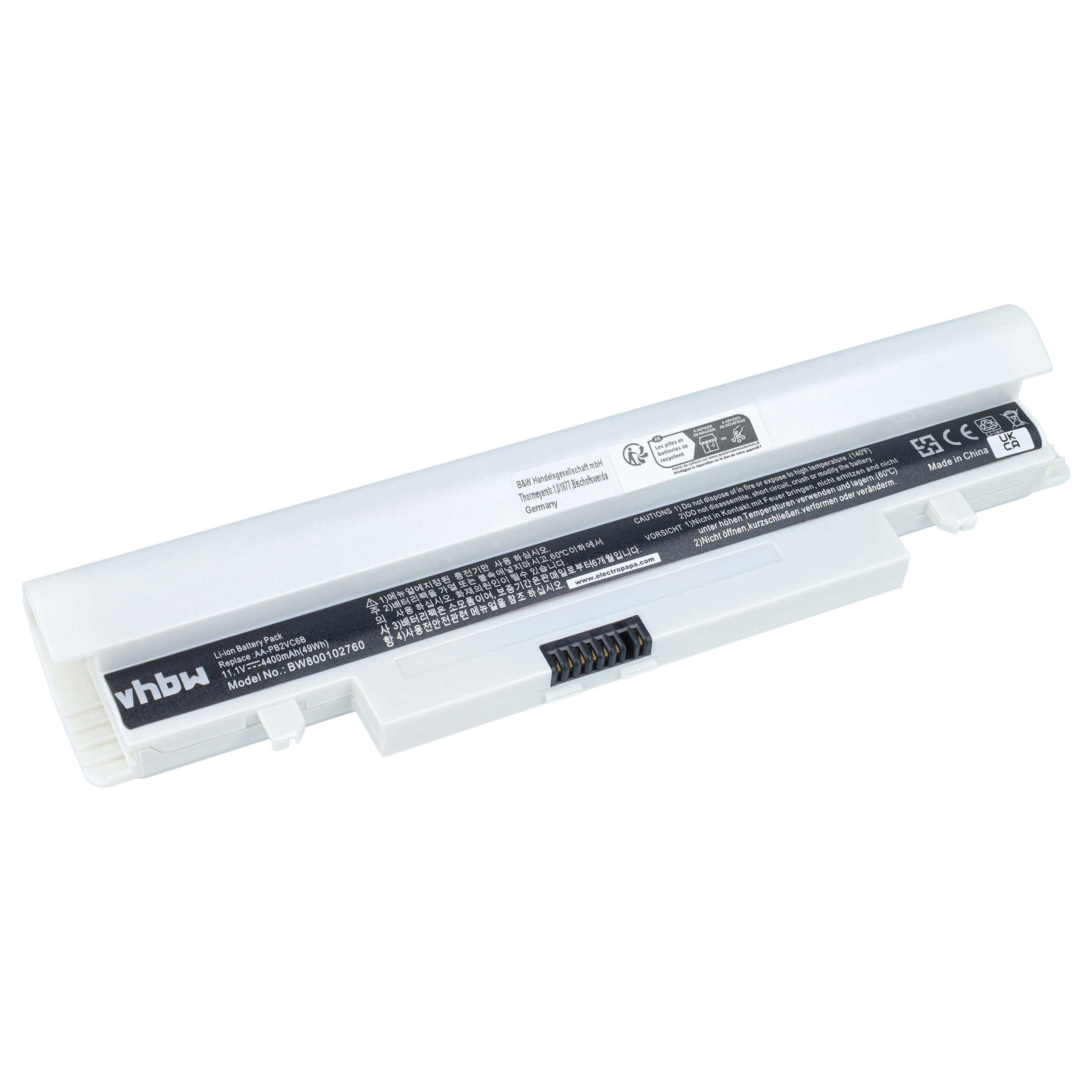 Batteria sostituisce Samsung AA-PB2VC6B, AA-PL2VC6B, AA-PB2VC6W per notebook - 4400mAh 11,1V Li-Ion bianco