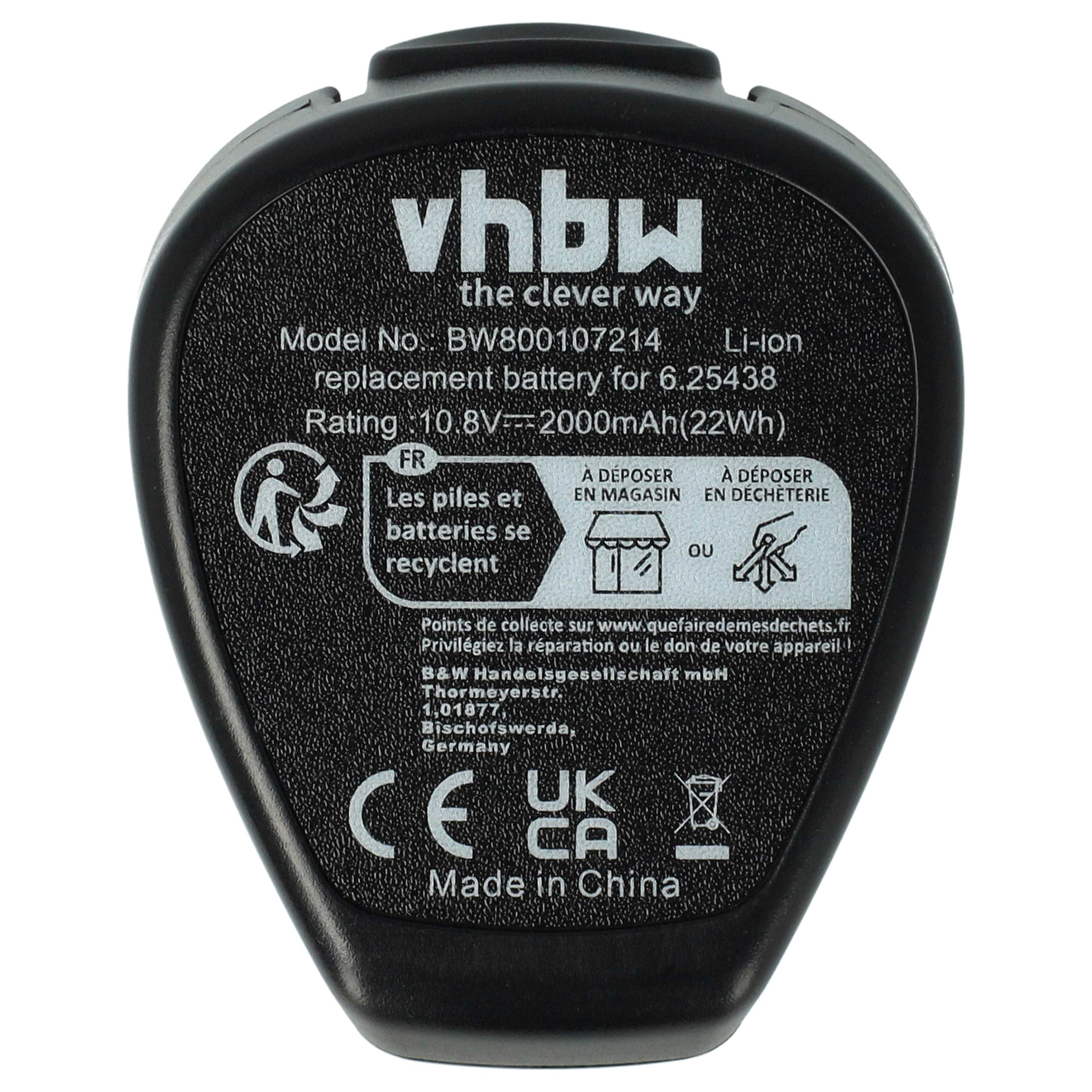 Akku 10,8V als Ersatz für Metabo 6.255.97, 6.255.85, 6.254.39, 6.254.38, 6.254.36 - 2Ah, Li-Ion