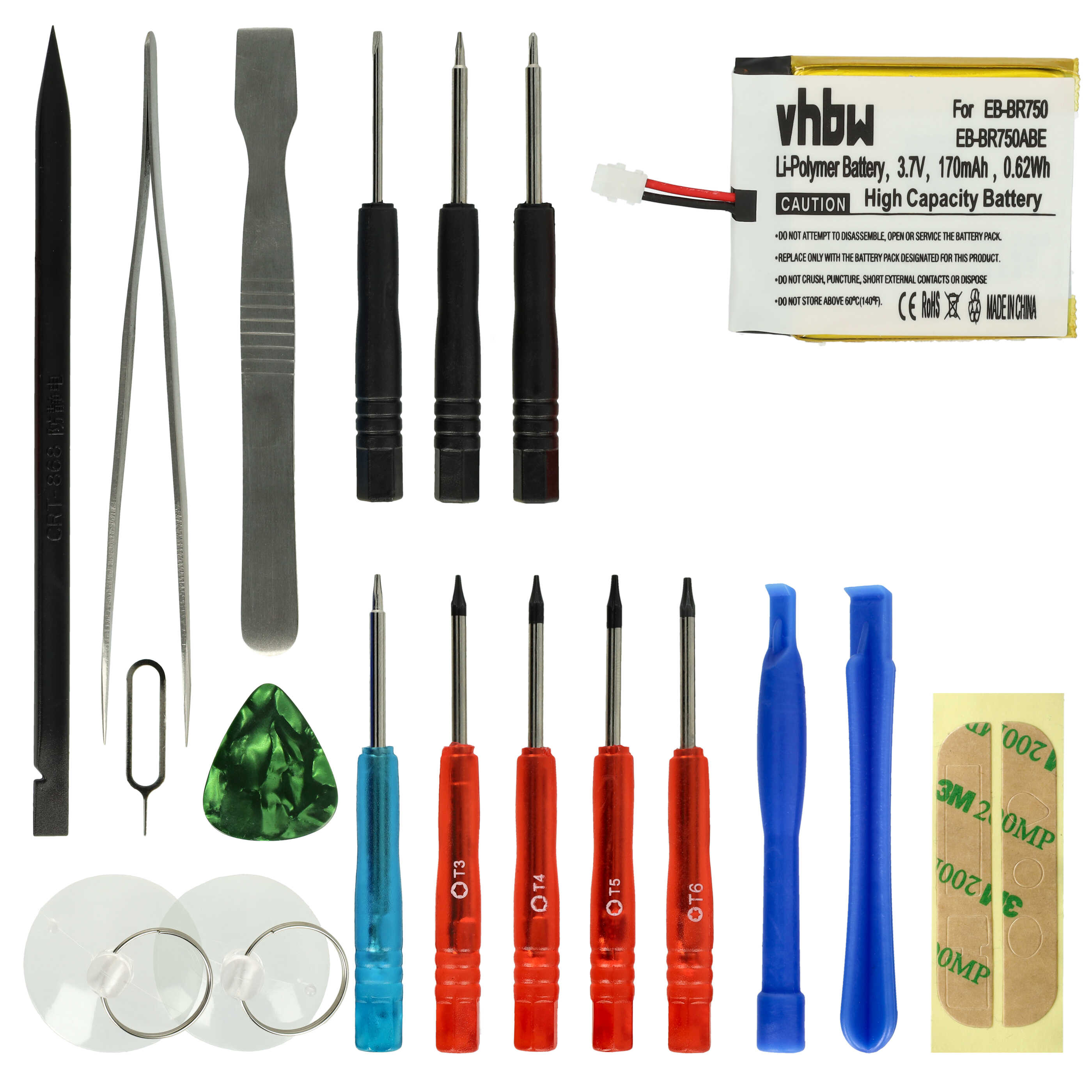 Smartwatch Battery replaces Samsung EB-BR750, EB-BR750ABE - 170 mAh 3.7 V Li-polymer + Tools