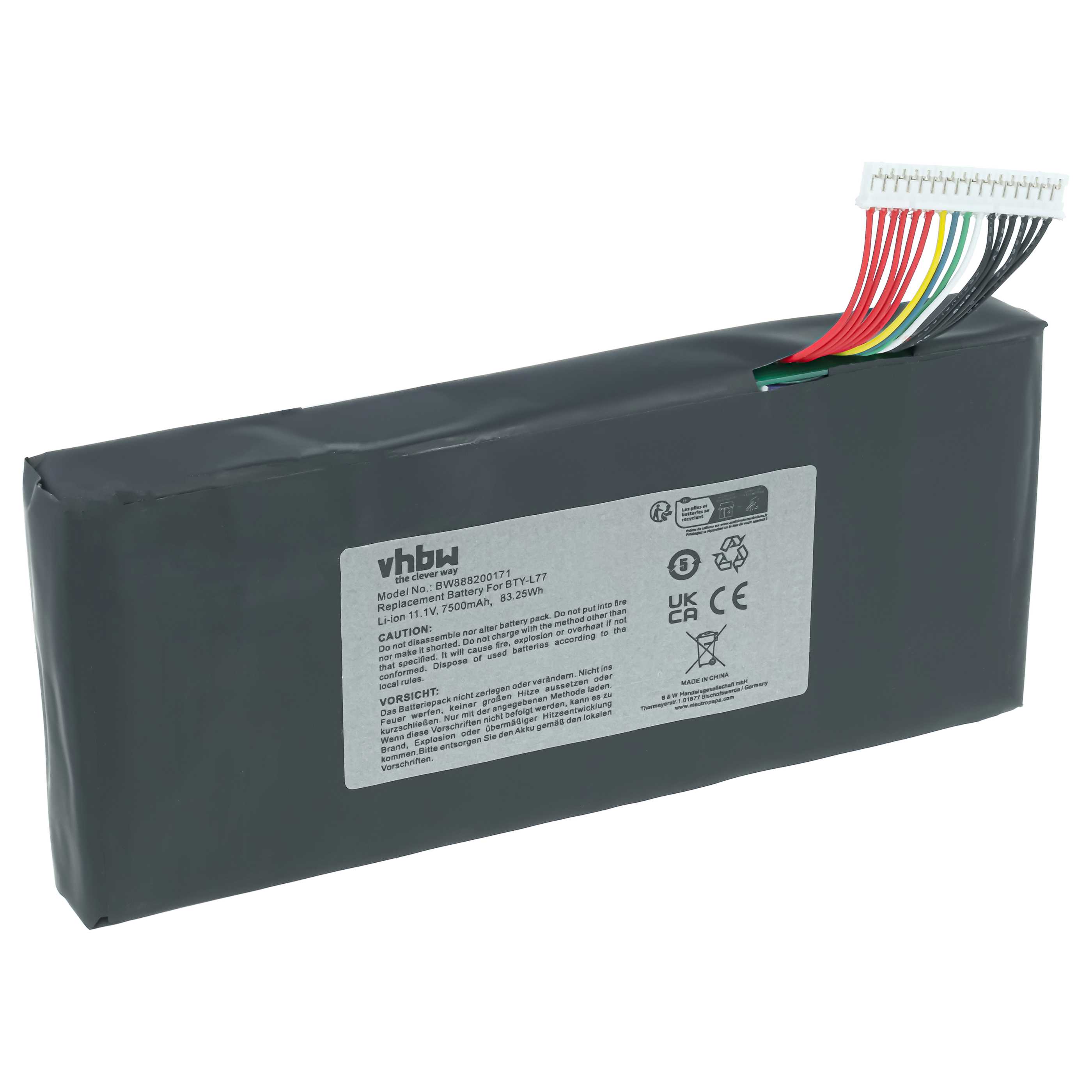 Batería reemplaza MSI BTY-L77, MS-1784 para notebook - 7500 mAh 11,1 V Li-Ion