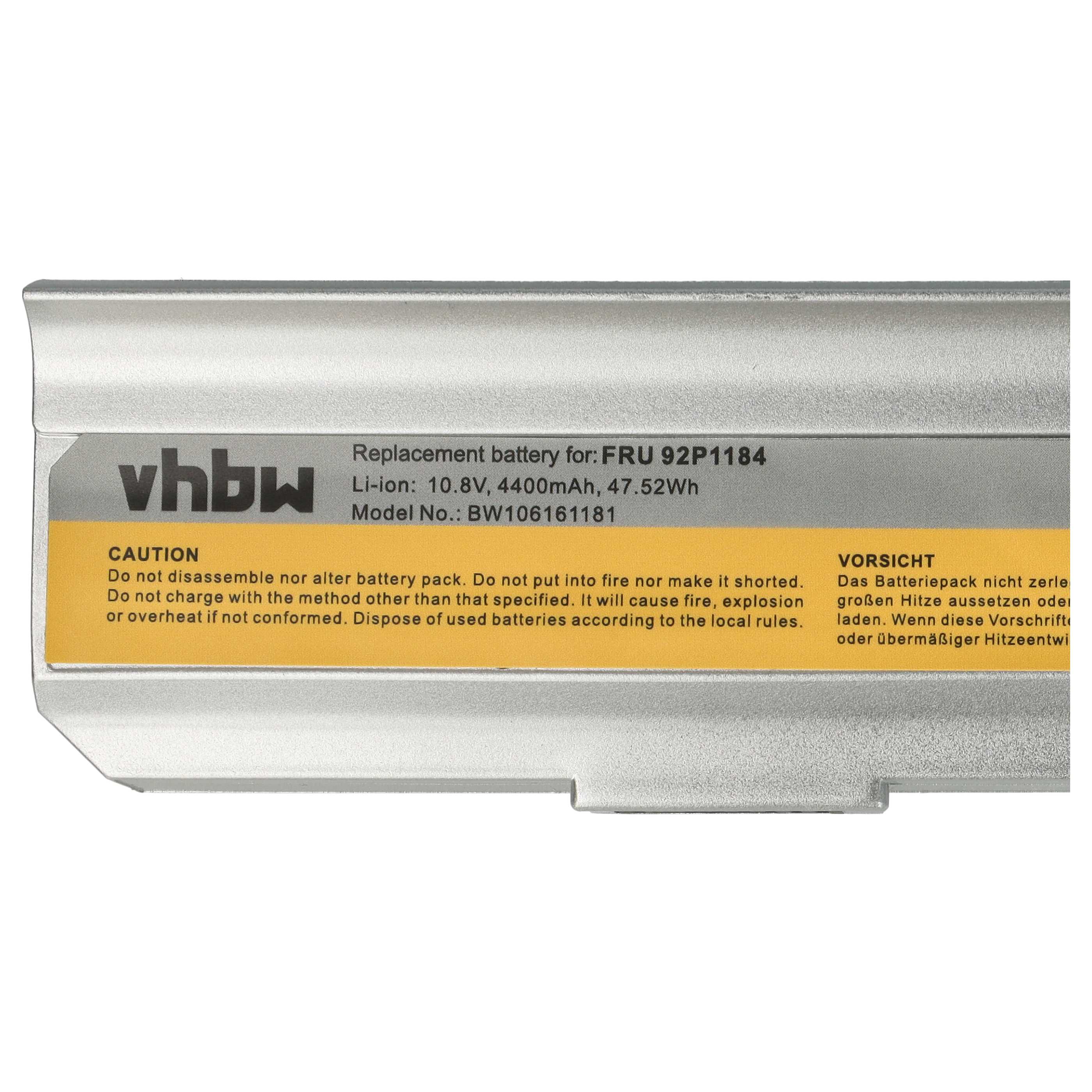 Akumulator do laptopa zamiennik Lenovo ASM 42T5213, 40Y8322, 40Y8315 - 4400 mAh 10,8 V Li-Ion, srebrny