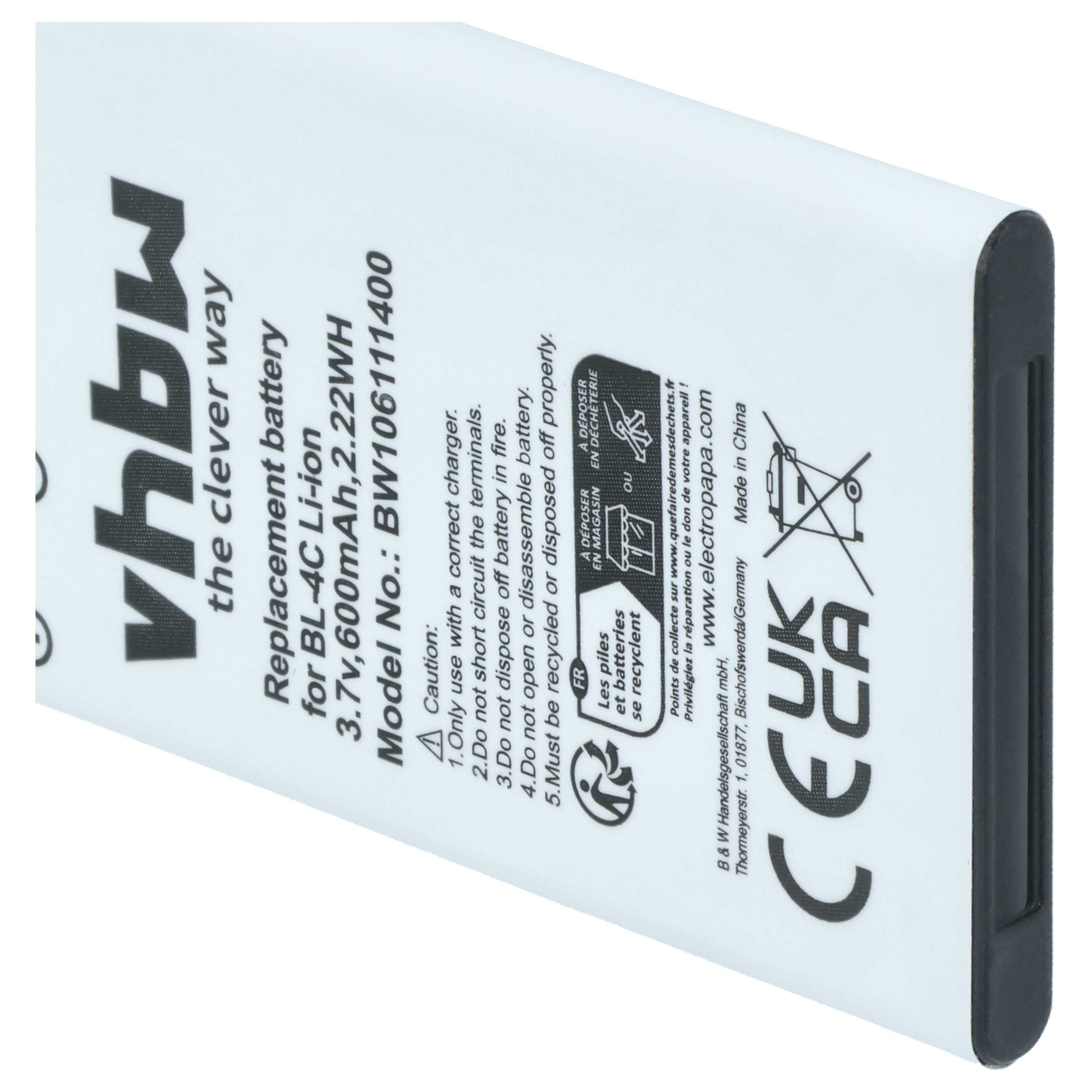 Batteria sostituisce Bea-fon C140/C240, EU001B, S400 EU001W per cellulare - 600mAh 3,7V Li-Ion 