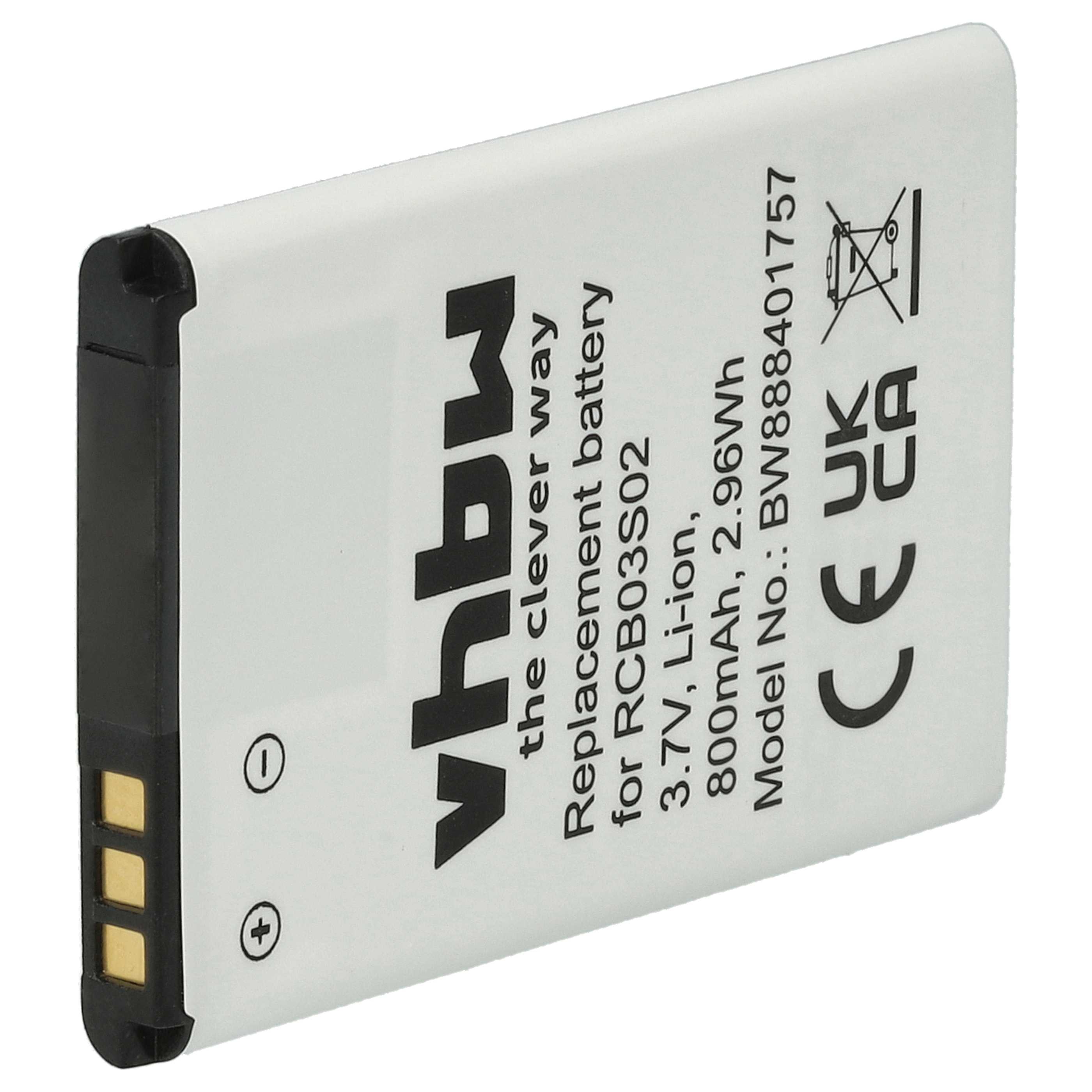 Batterie remplace Swisstone RCB03S02 pour téléphone portable senior - 800mAh, 3,7V, Li-ion