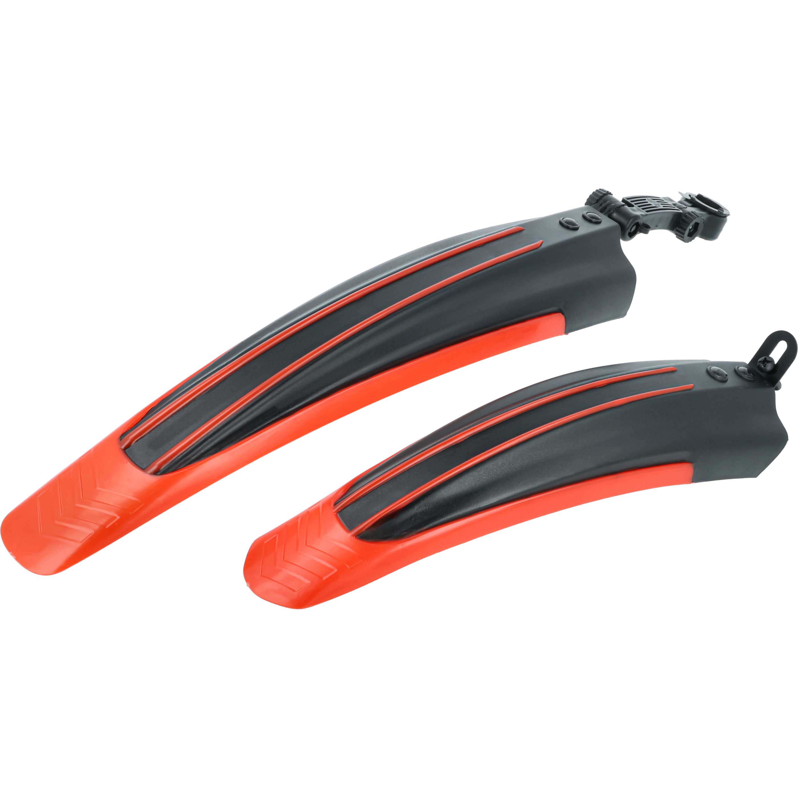 2x Mud Guard for Front Wheel, Back Wheel suitable for Mountain Bikes with 24/26" Tyres - black / red