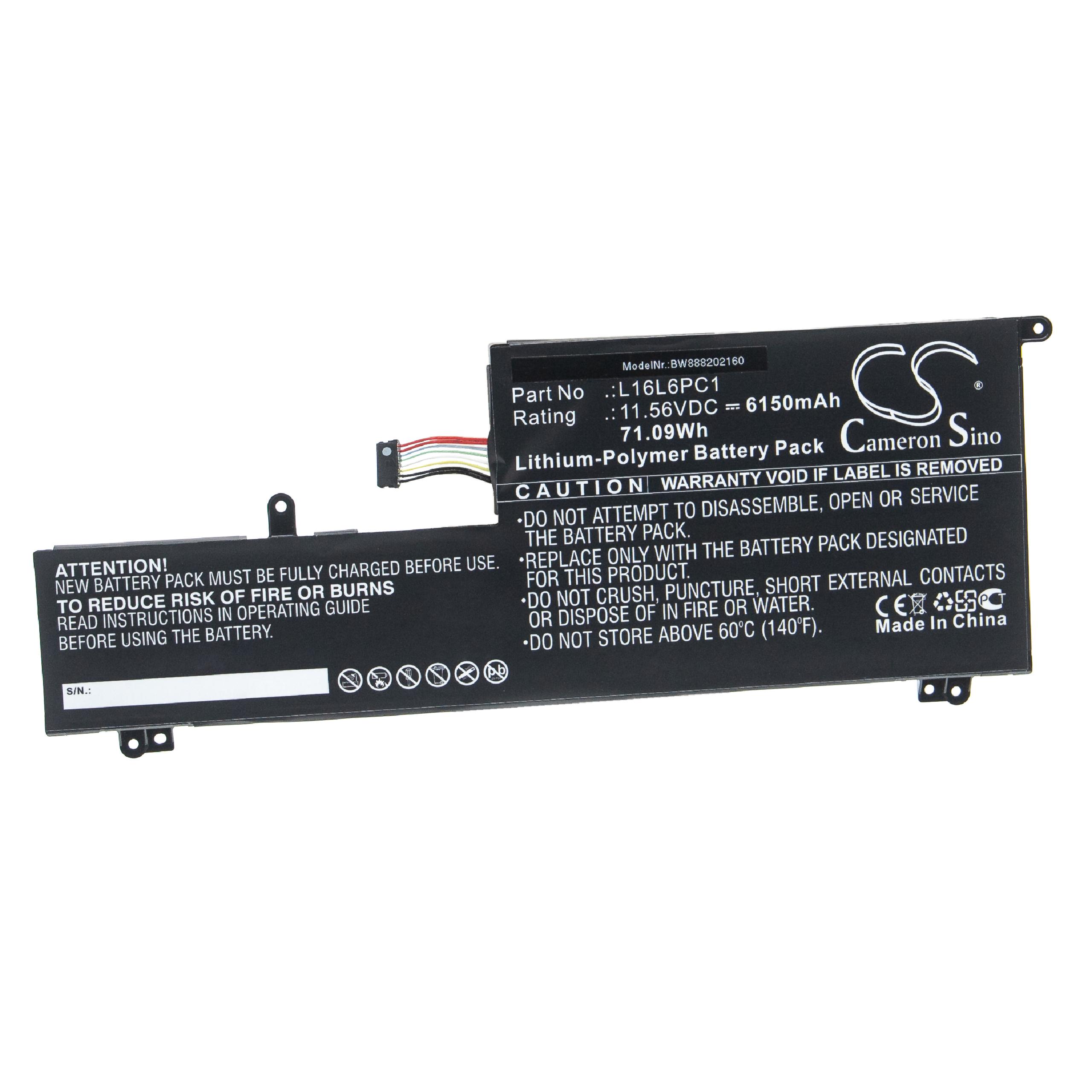 Batterie remplace Lenovo 5B10M53743, 5B10M53744 pour ordinateur portable - 6150mAh 11,56V Li-polymère
