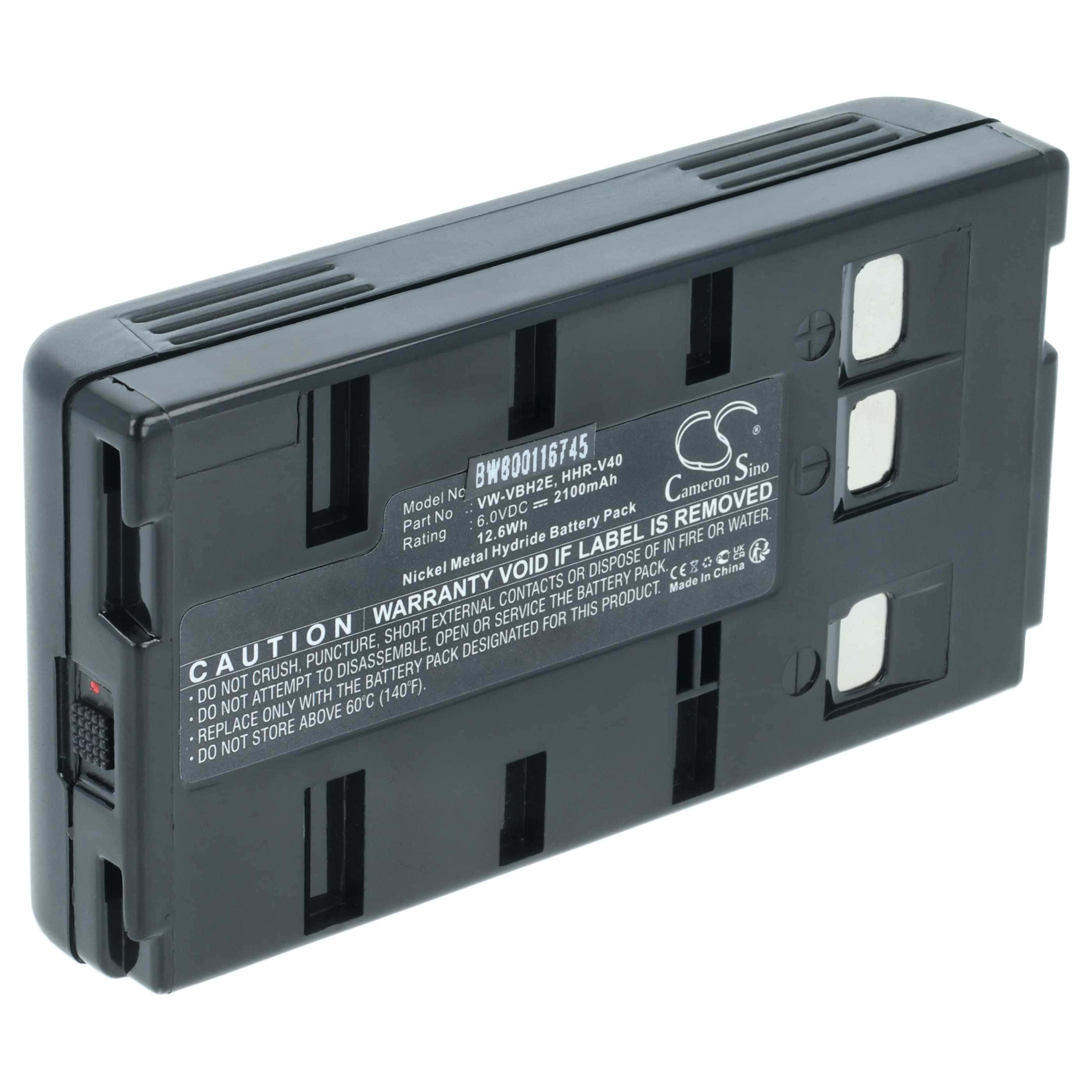 Videocamera Battery replaces JVC BN-V22U, BN-V20, BN-V24U, BN-V22, BN-V20US, BN-V20U - 2000 mAh 6 V NiMH