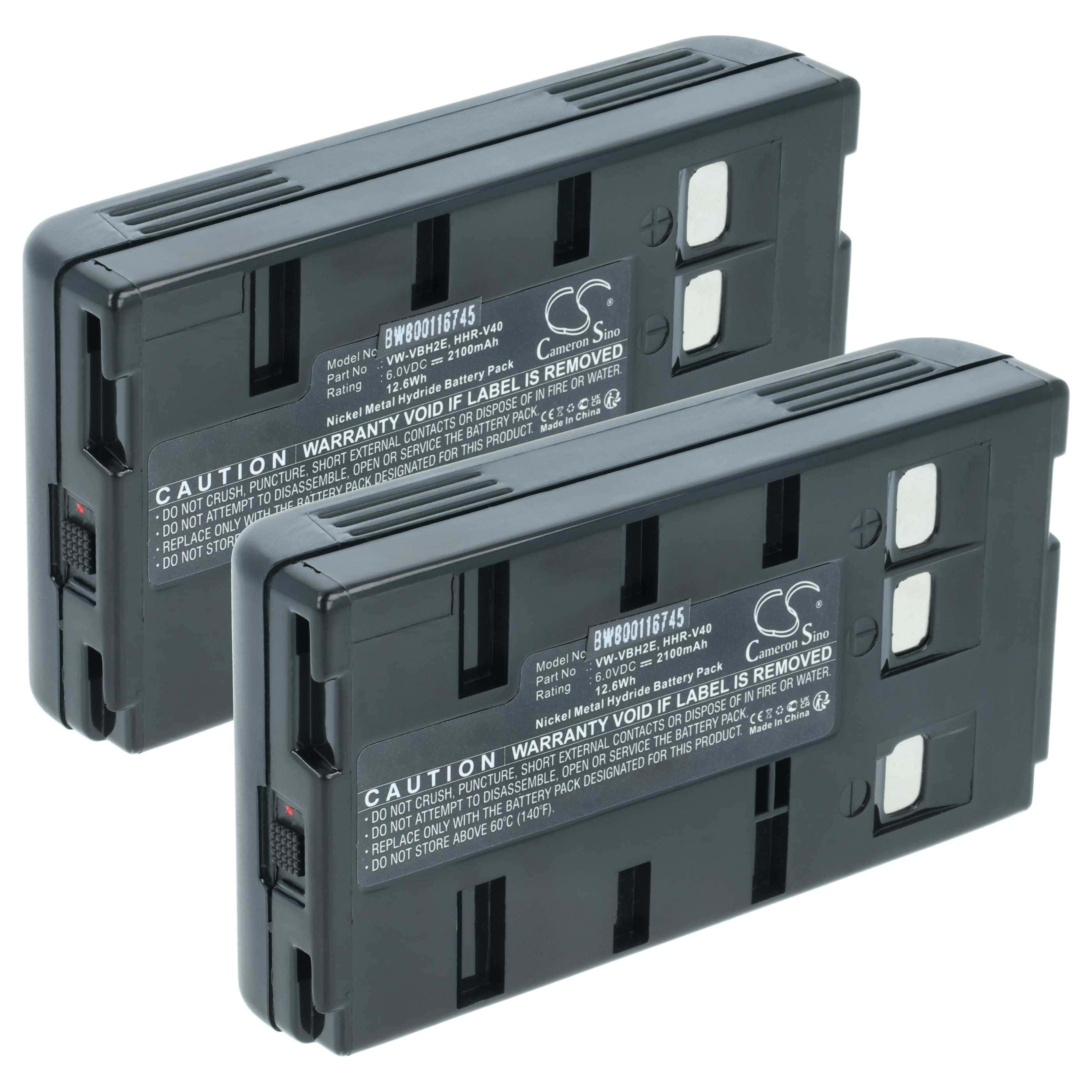 Videocamera 2x Battery replaces JVC BN-V22U, BN-V20, BN-V24U, BN-V22, BN-V20US, BN-V20U - 2000 mAh 6 V NiMH