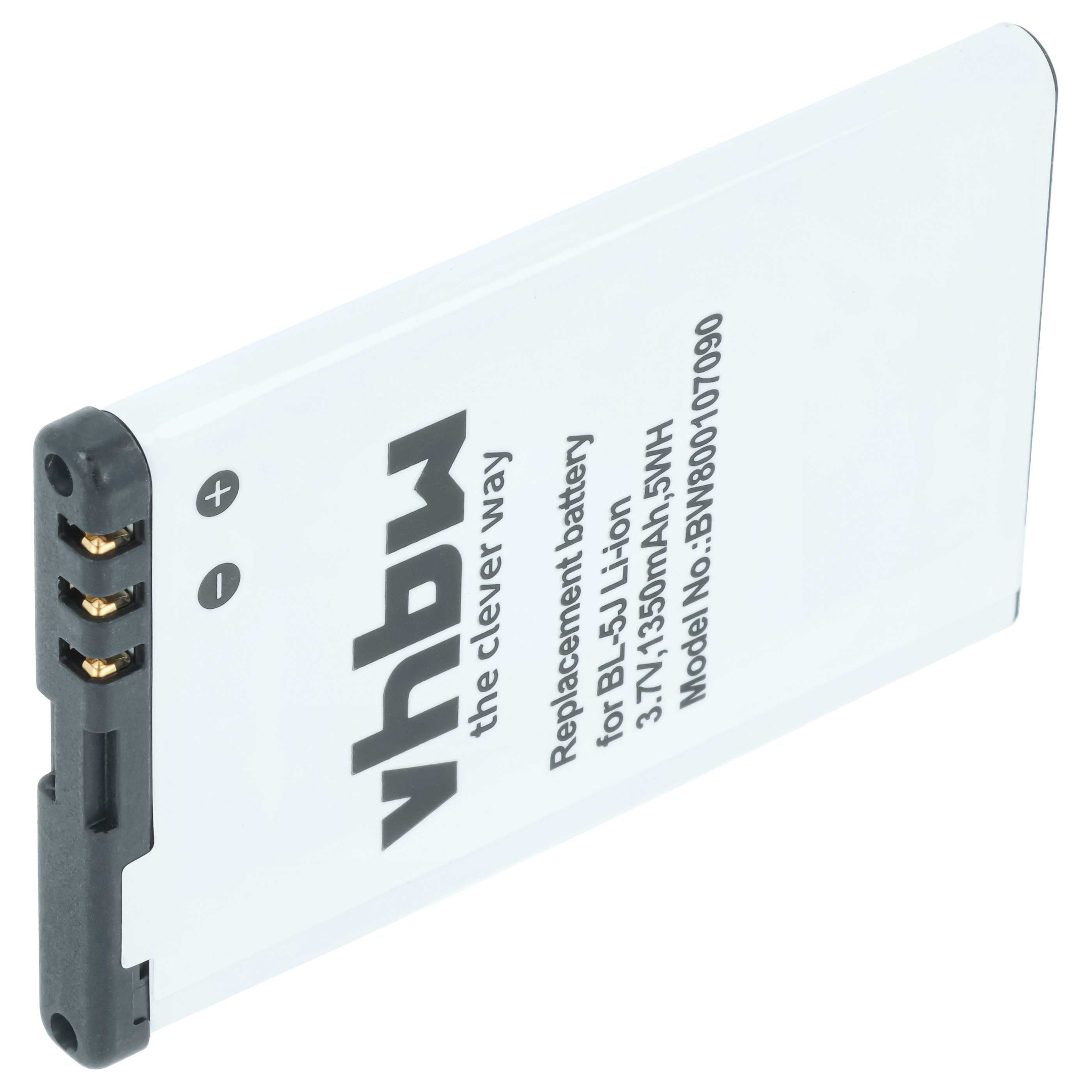 Batteria sostituisce Nokia BL-5J per cellulare - 1350mAh 3,7V Li-Ion 