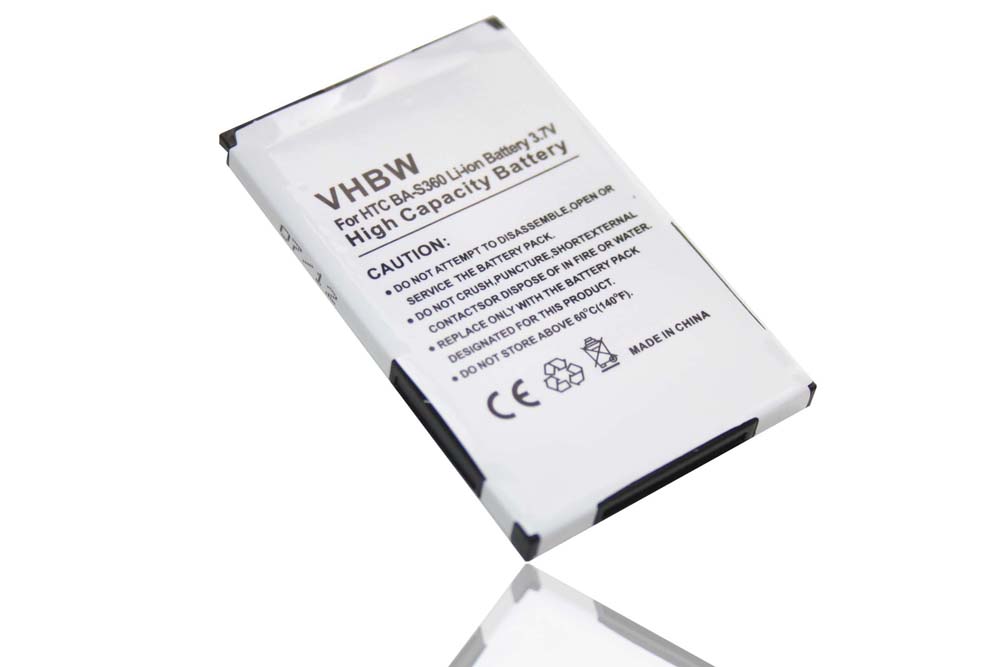 Mobile Phone Battery Replacement for HTC BA-S360, 35H00125-07M, 35H00121-05M, BA-S380 - 1100mAh 3.7V Li-Ion