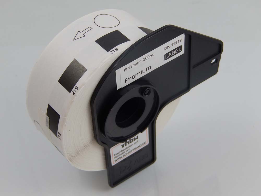 Etiketten als Ersatz für Brother DK-11219 für Etikettendrucker - Premium 12mm + Halter