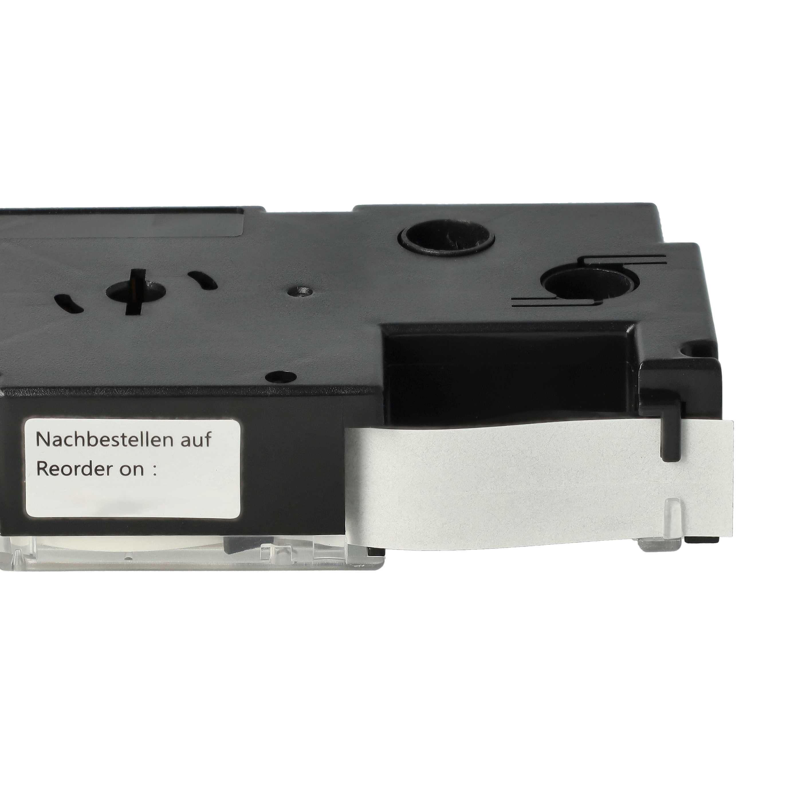 Cassette à ruban remplace Casio XR-12X1, XR-12X - 12mm lettrage Noir ruban Transparent
