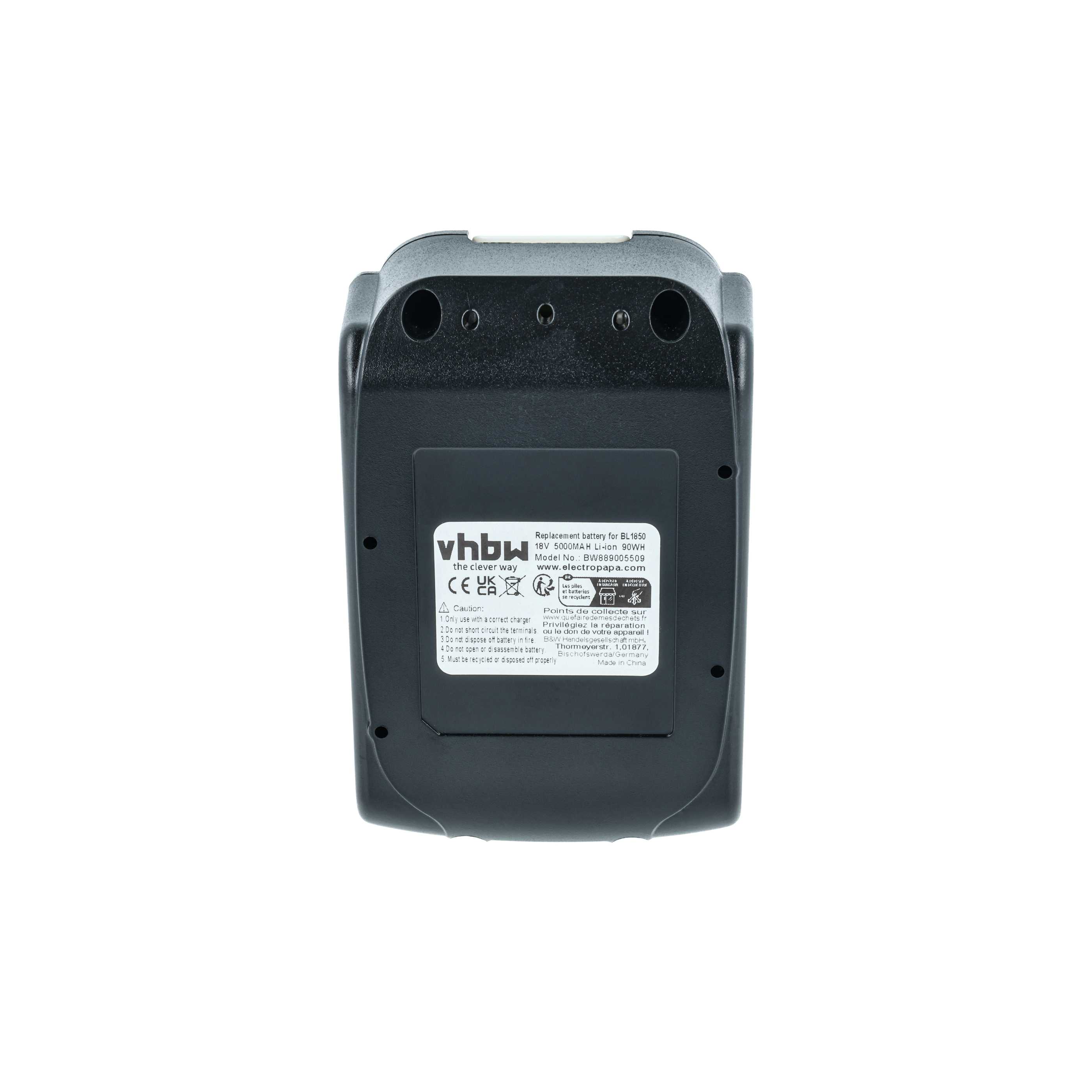 Batería para herramienta reemplaza Makita BL1860B - 5000 mAh, 18 V, Li-Ion