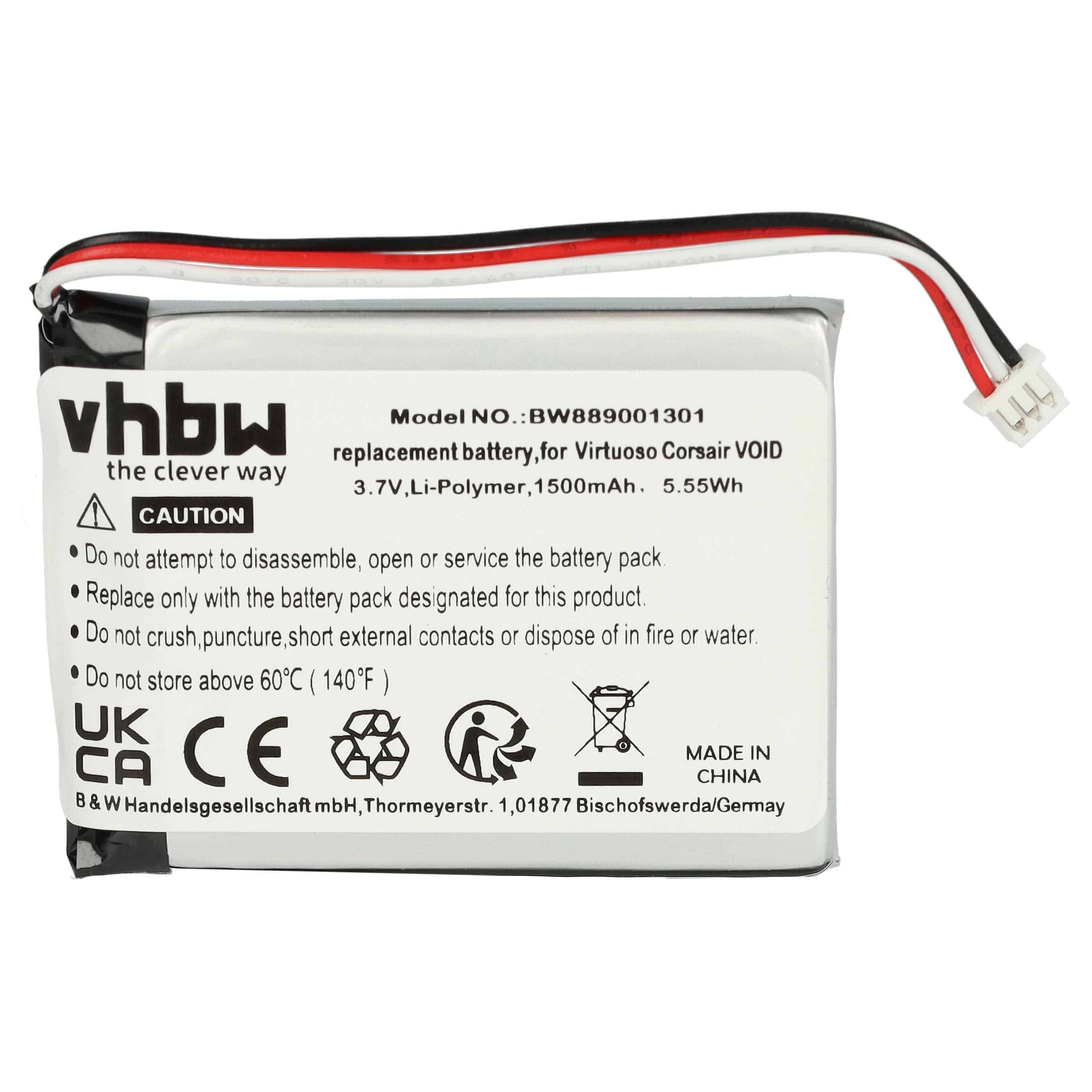 Batterie pour Corsair Void PRO RGB, HS70, HS75 XB, HS70 SE, Void, Void PRO, Void PRO RGB SE, Void RGB / Corsai