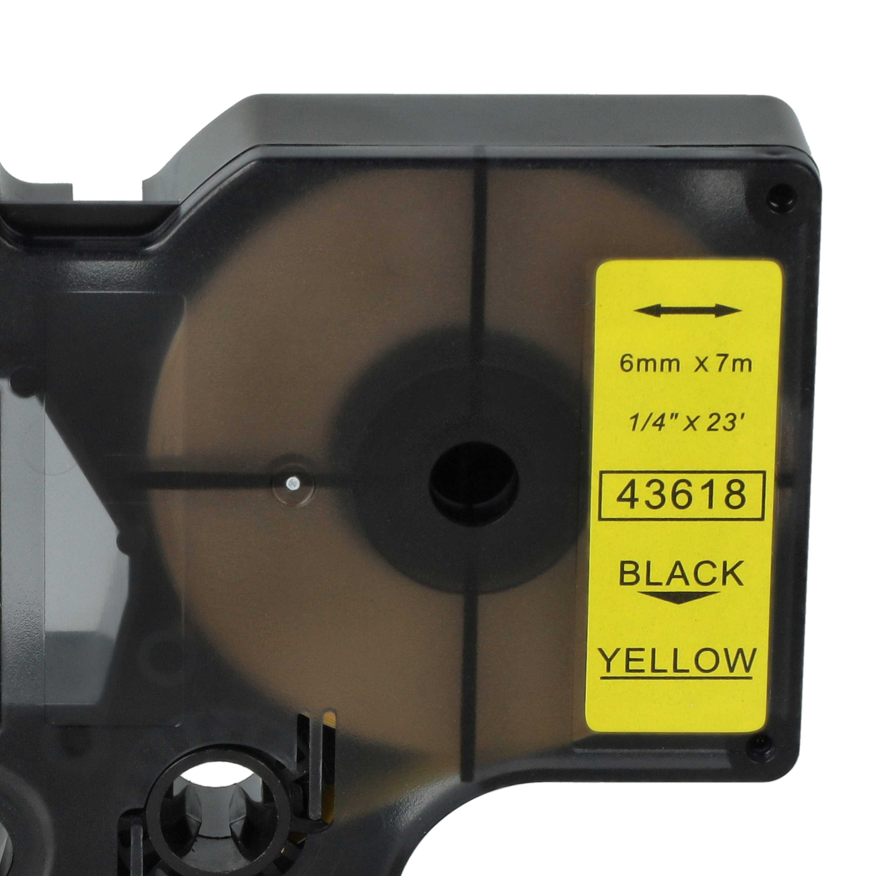 Label Tape replaces Dymo 43618, D1 - 6 mm Black to Yellow