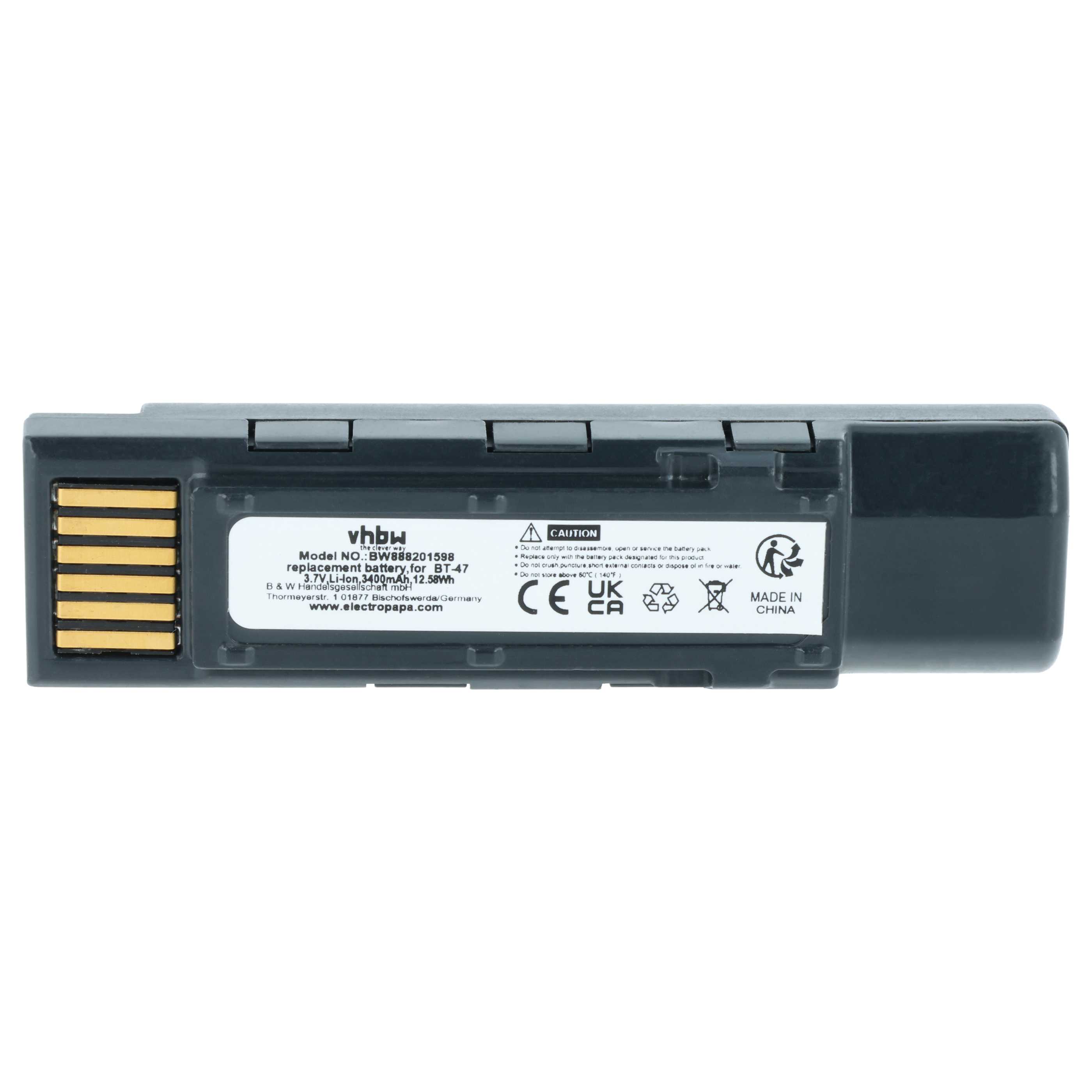 2x Batteries remplace Datalogic 128004721, BT-47, RBP-GM45 pour scanner de code-barre Datalogic - 3400mAh 3,7V