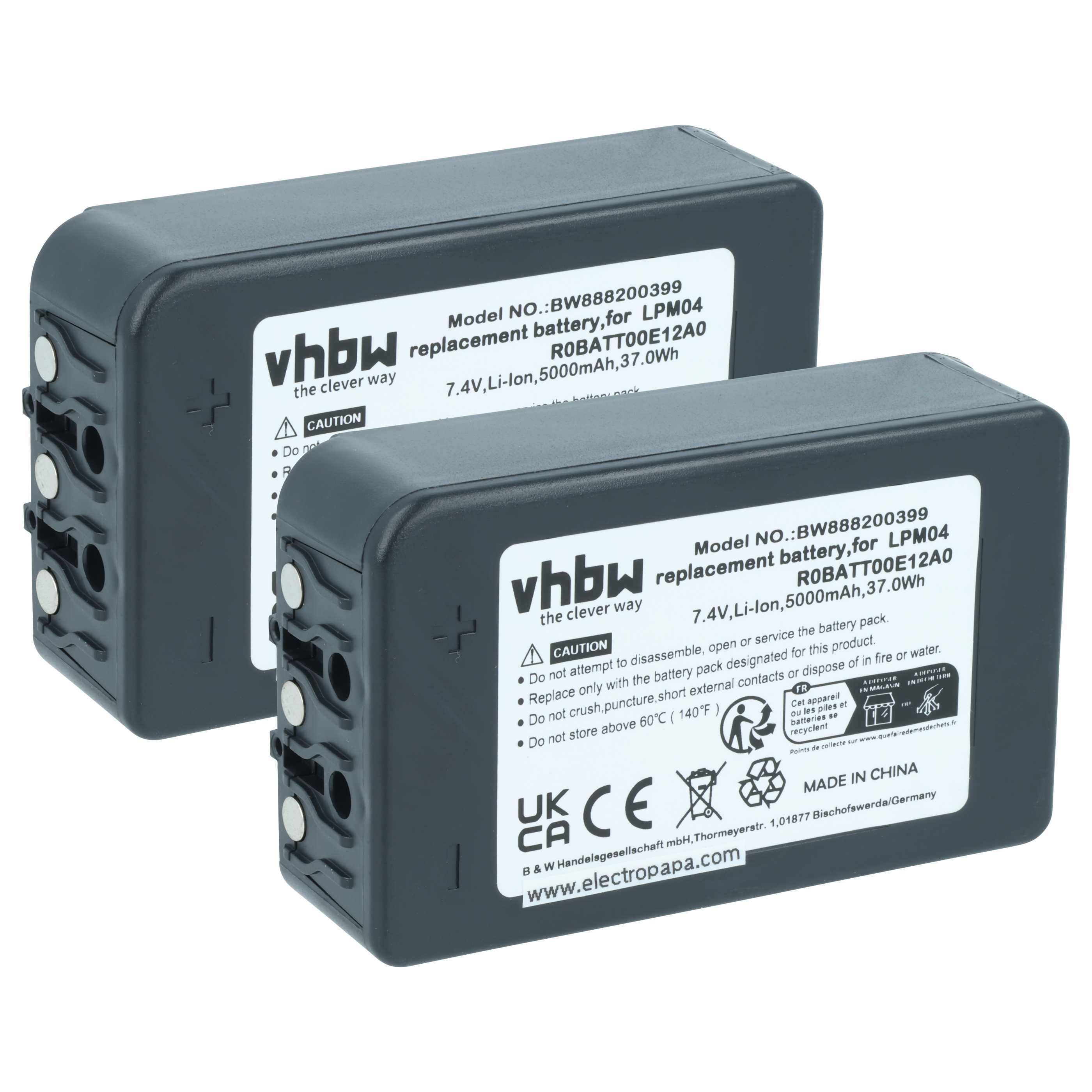 Batería (2 ud) reemplaza Autec R0BATT00E12A0, LPM04 sistema control - 5000mAh 7,4V Li-Polímero