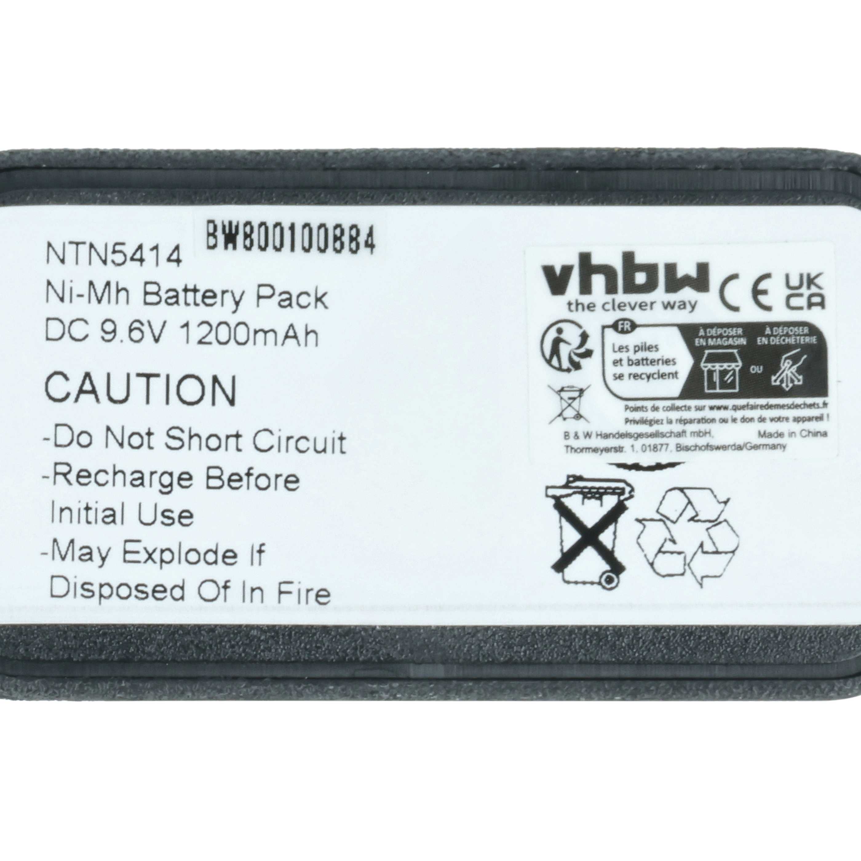 Radio 5x Battery replaces Bullard BNH-5447TIC, BU32H1-A - 1200 mAh 9.6 V NiMH
