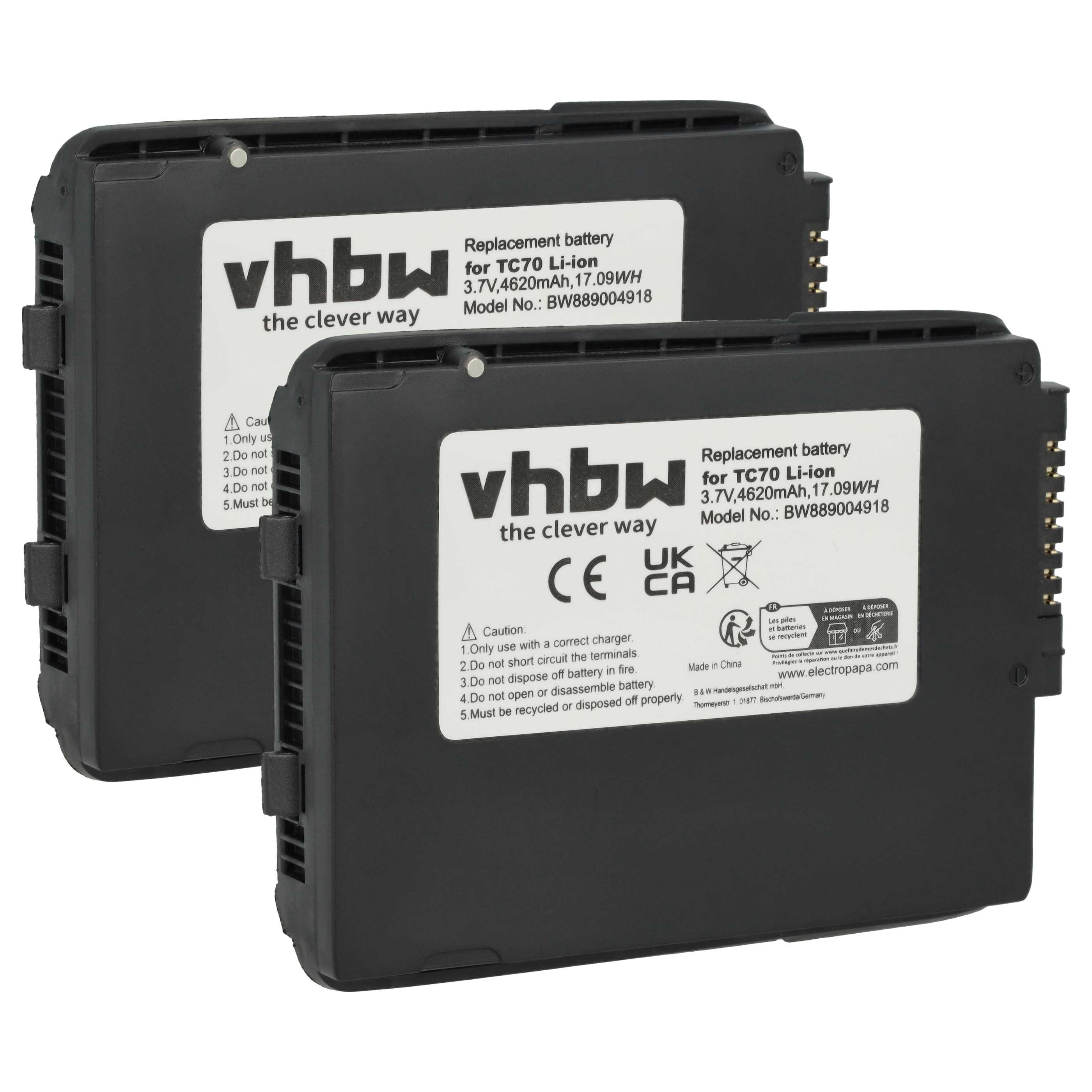 2x Battery replaces Motorola 82-171249-02, 82-171249-01 for Zebra Barcode Scanner POS - 4620 mAh 3.7 V