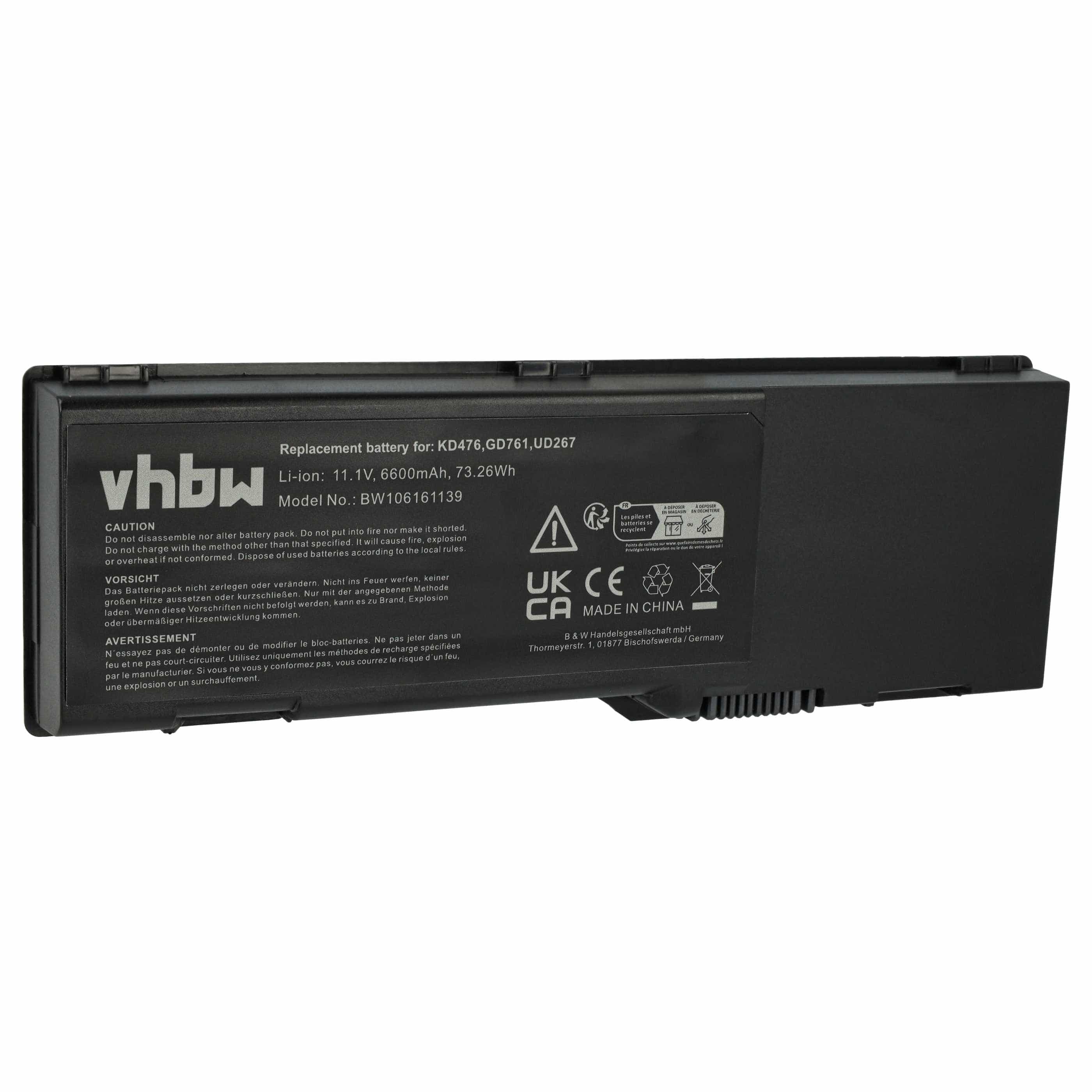 Akumulator do laptopa zamiennik Dell 0D5453, 0D5549, 0C5454, 0CR174, 0C5449 - 6600 mAh 11,1 V Li-Ion, czarny