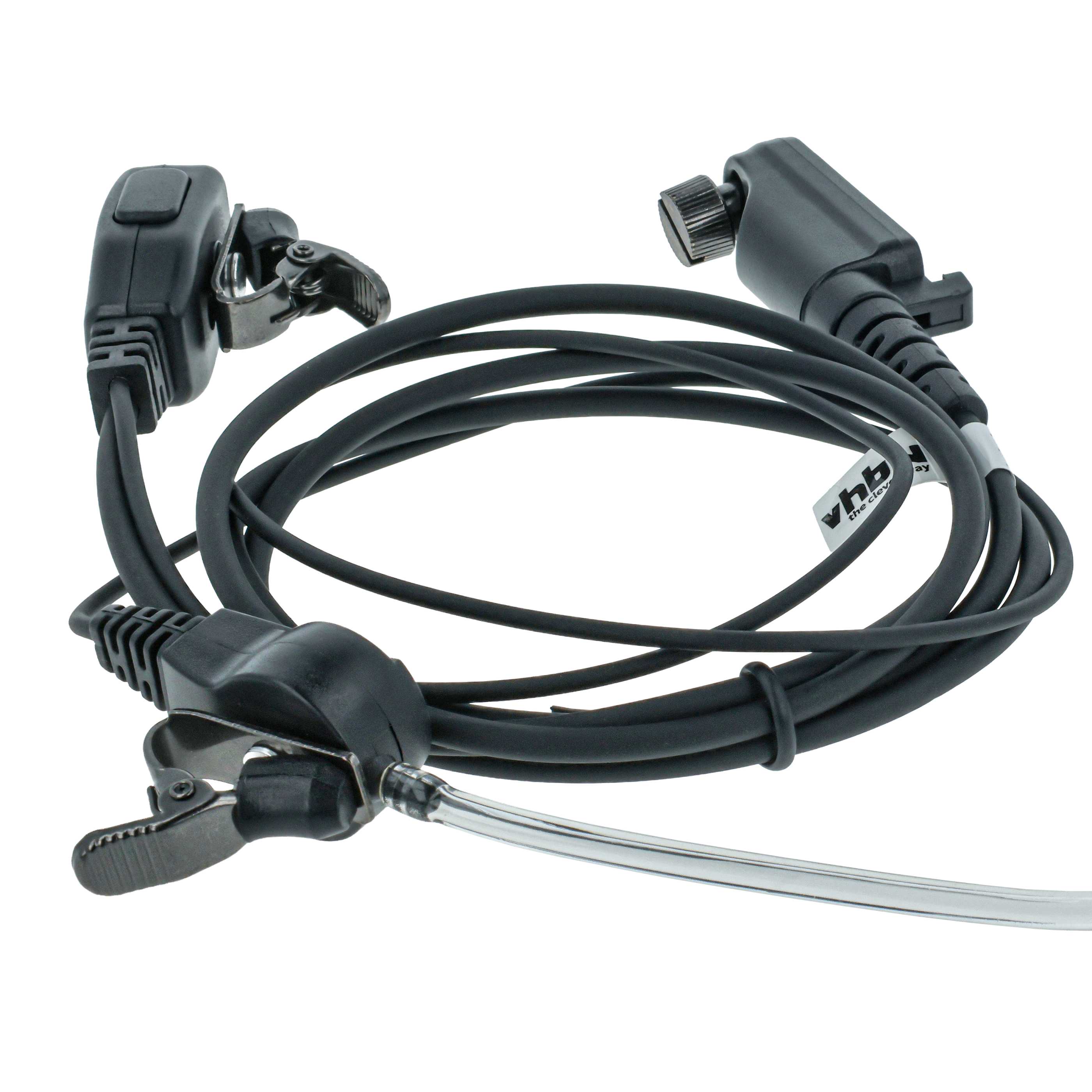 Security Radio Headset suitable for HYT / Hytera X1e - with PTT Microphone + Clip Mount + Phono Cable