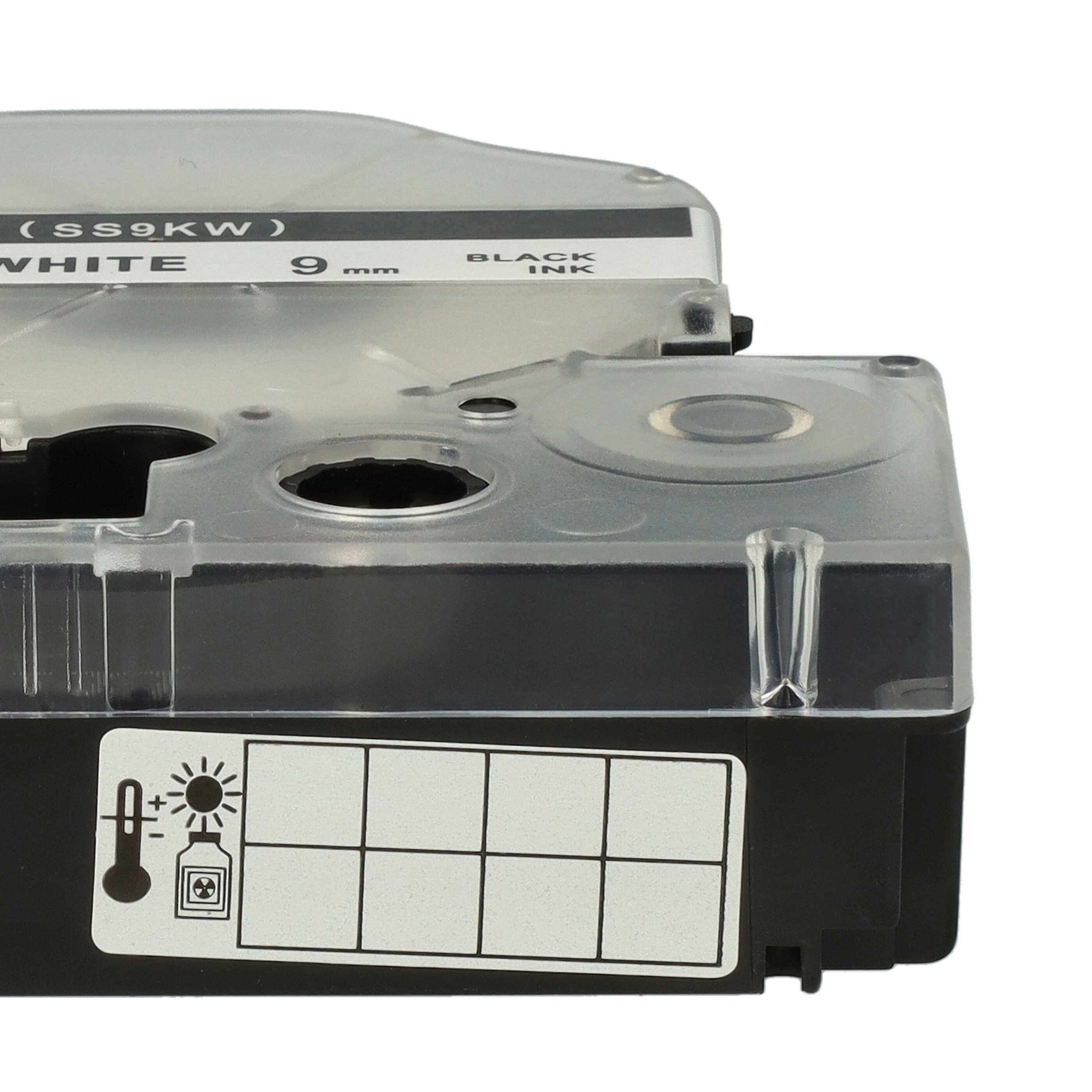 10x Cassettes à ruban remplacent Epson SS9KW, LC-3WBN - 9mm lettrage Noir ruban Blanc