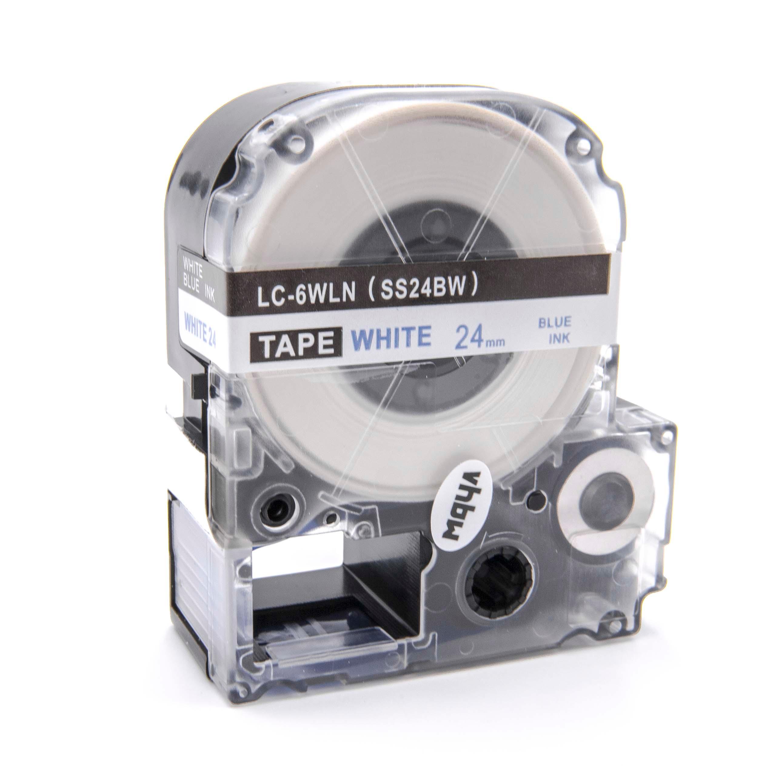 Cassette à ruban remplace Epson LC-6WLN - 24mm lettrage Bleu ruban Blanc