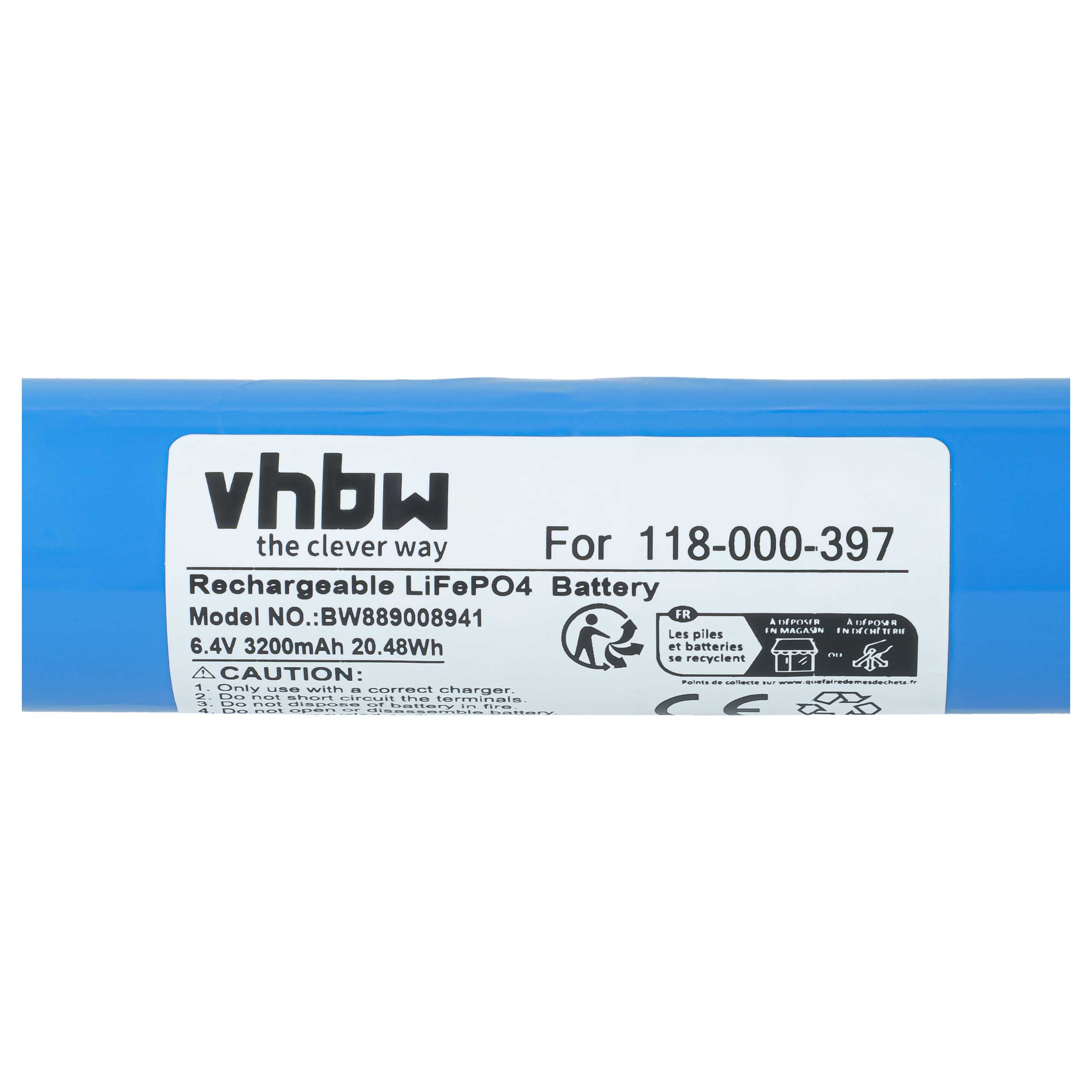Batería recargable reemplaza Maglite 118-000-397 para linterna - 3200 mAh 6,4 V LiFePO4