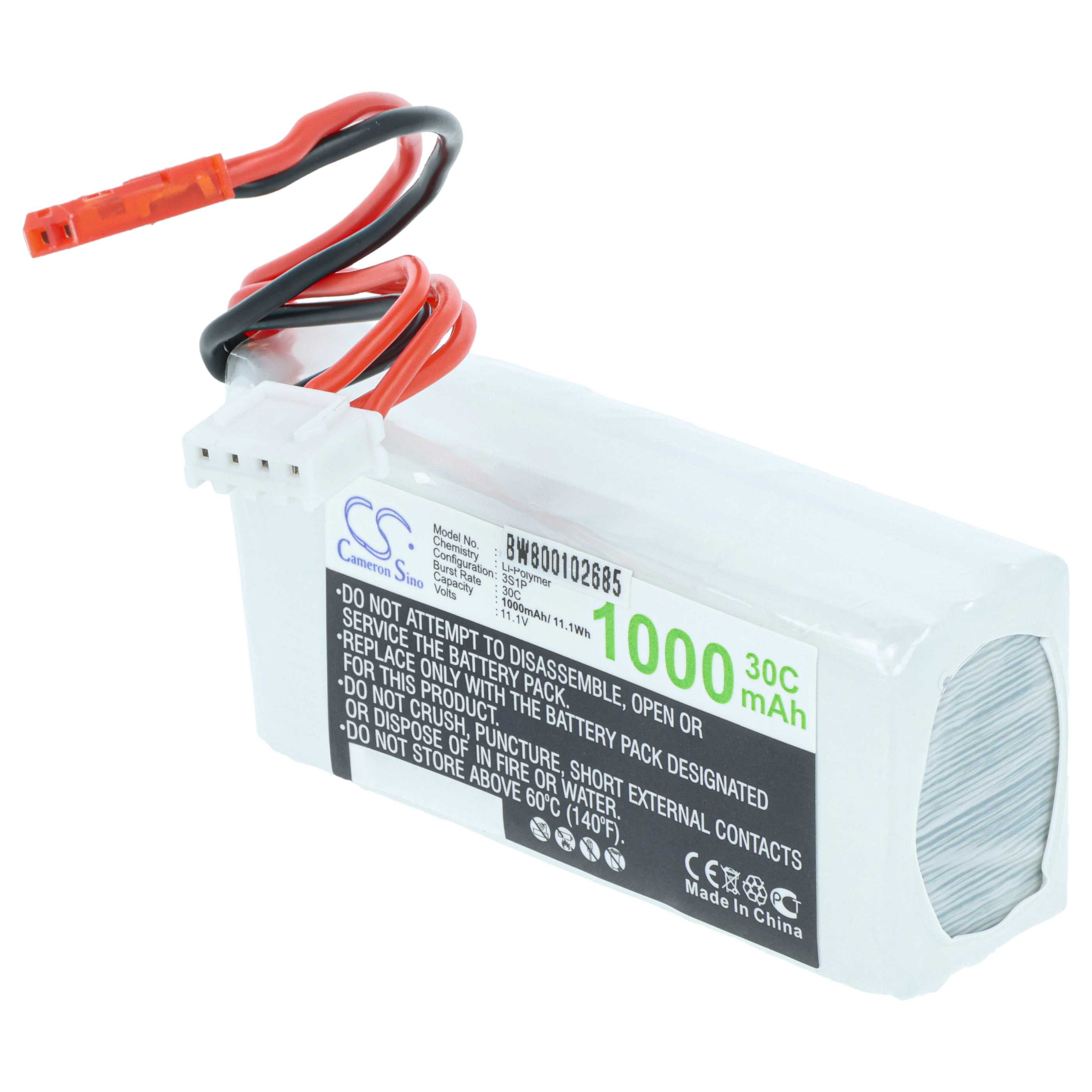 Batterie modèle radio-télécommandé - 1000mAh 11,1V Li-polymère, JST-SYP-2P