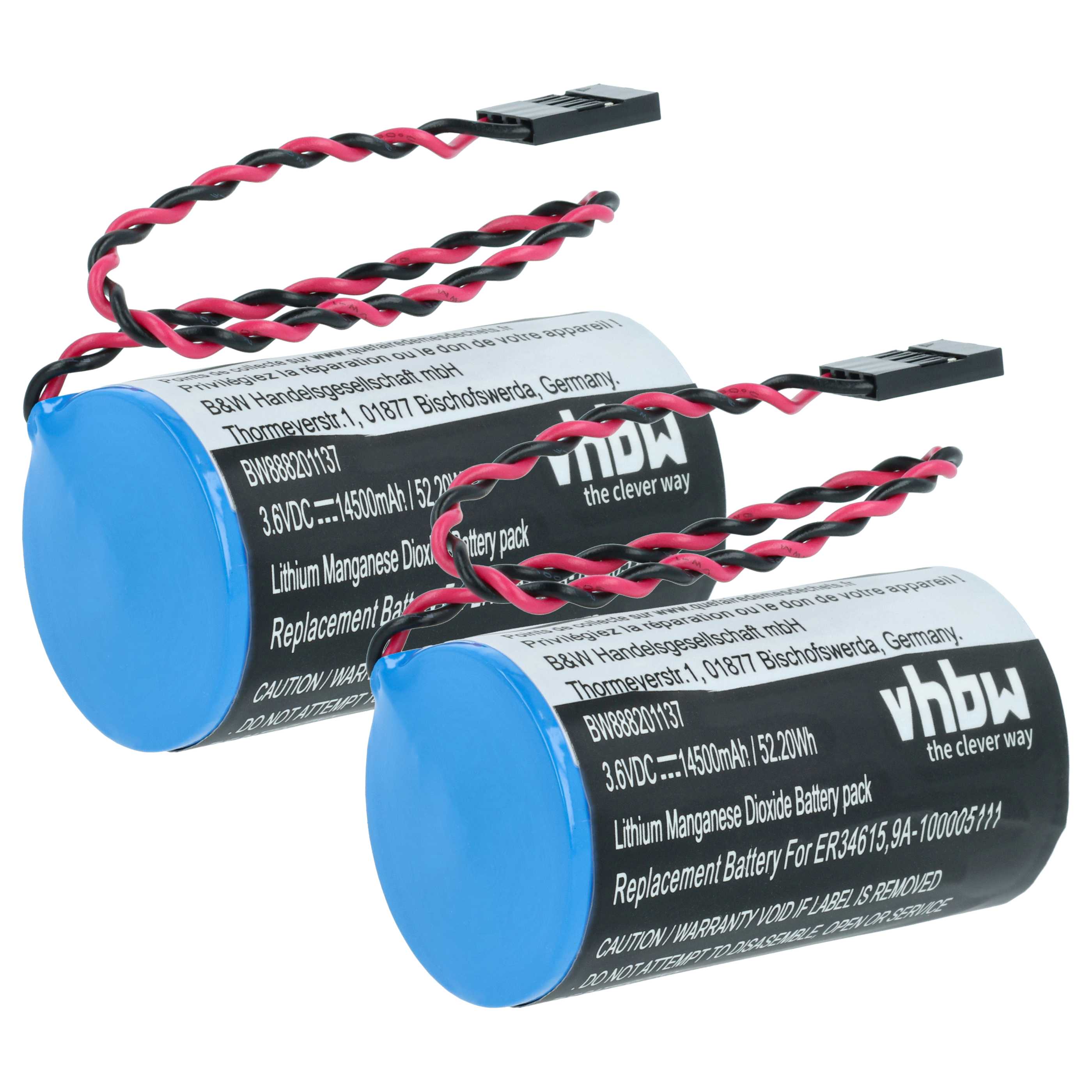 Laser 2x Battery replaces Cameron Nuflo 9A-100005111, MV-100005111, LS33600-CN1 - 14500 mAh 3.6 V Li-MnO2