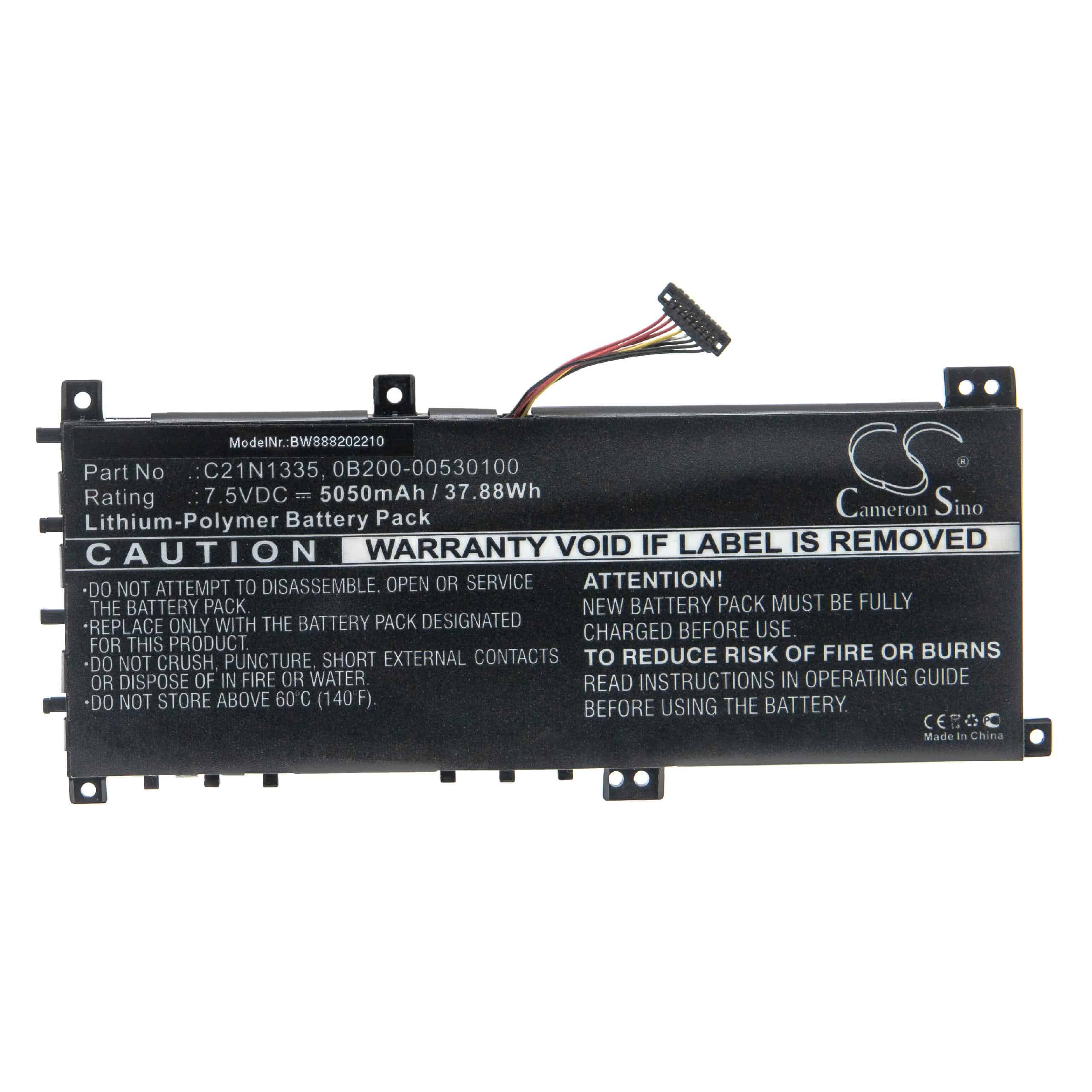 Batterie remplace Asus 0B200-00530100, C21N1335 pour ordinateur portable - 5050mAh 7,5V Li-polymère