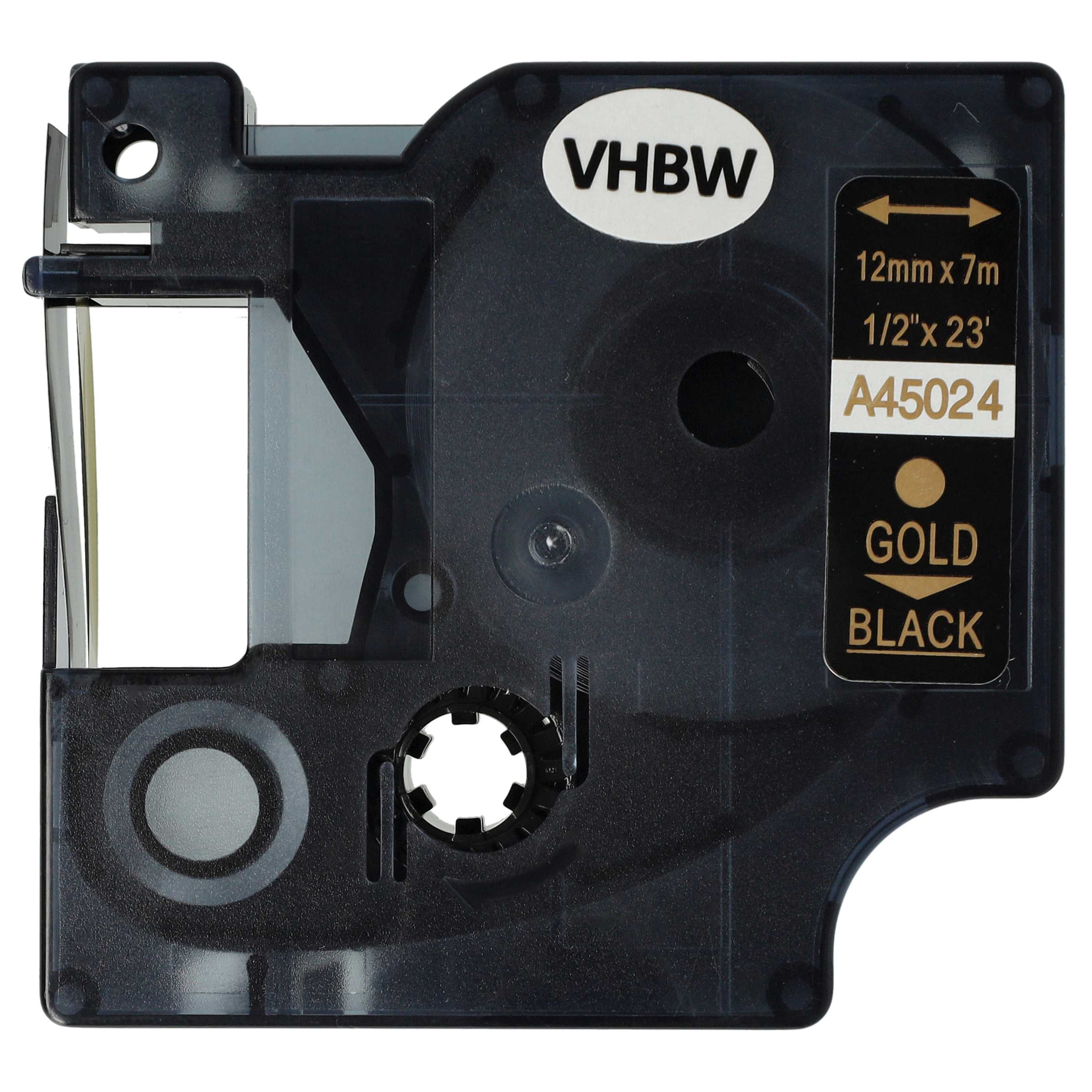Label Tape replaces Dymo D1, 45024 - 12 mm Gold to Black