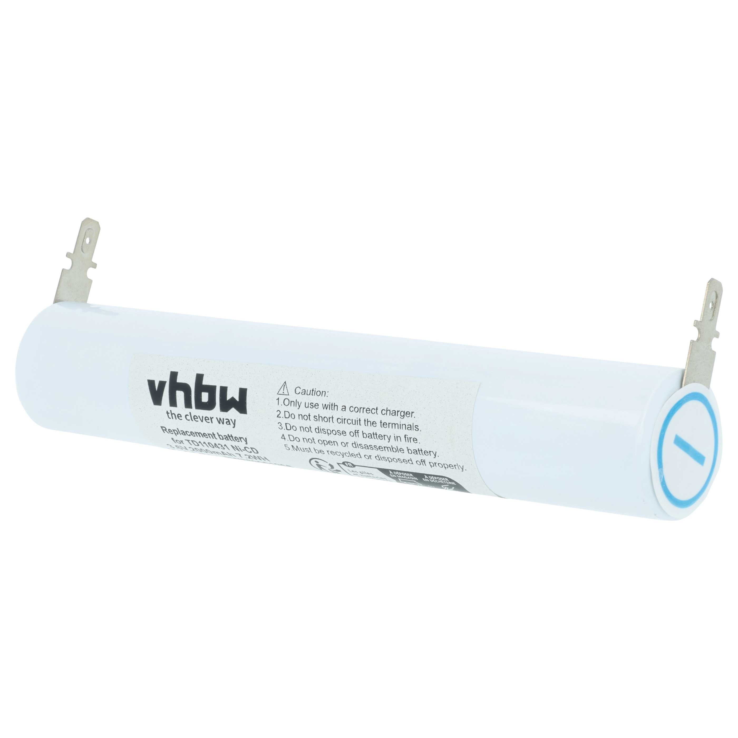 Fluchtweg-Akku (2 Stück) als Ersatz für Schneider OVA TD110431 für Schneider - 2000mAh 3,6V NiCd