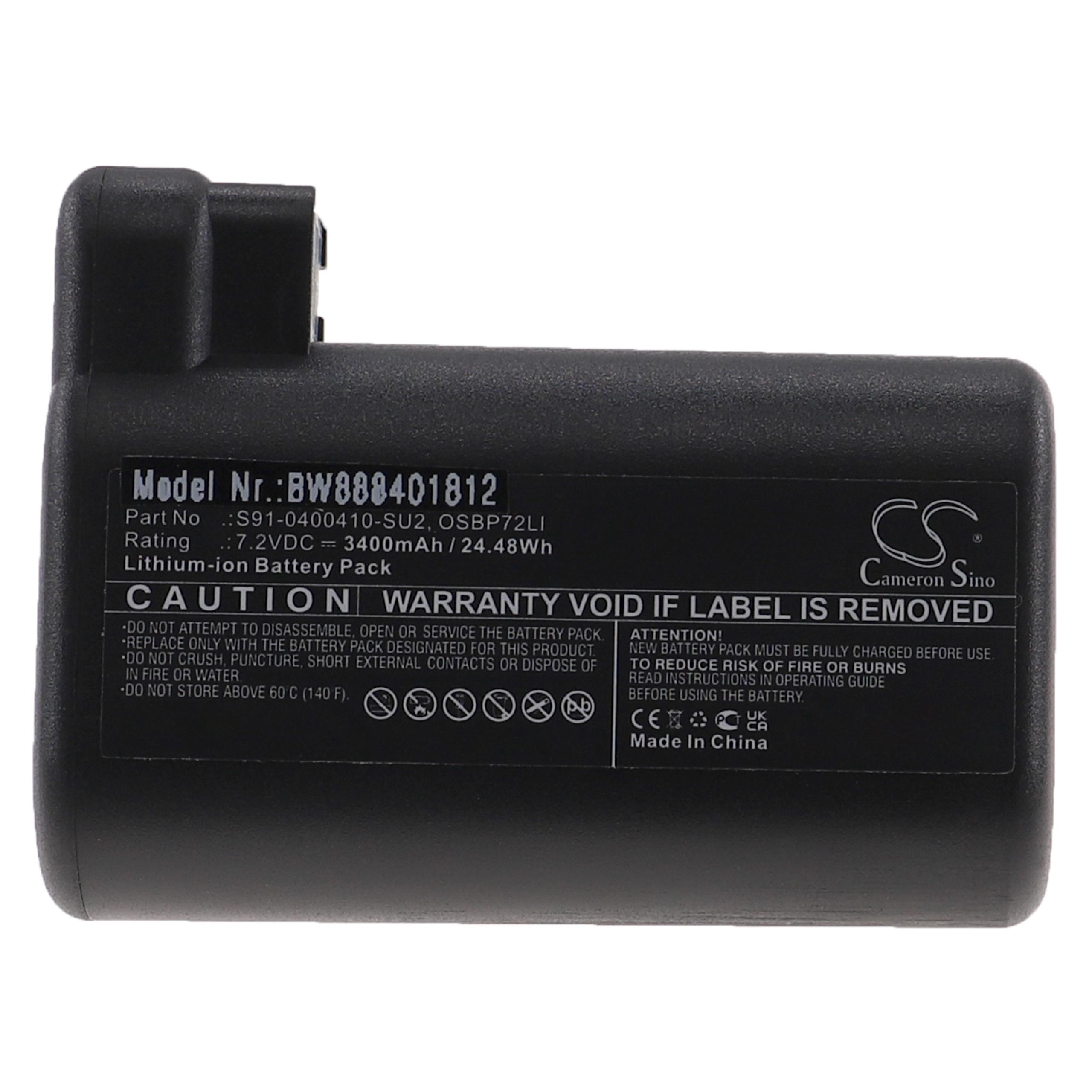 Batería reemplaza AEG S91-0400410-SU2, OSBP72LI para aspiradora Electrolux - 3400 mAh 7,2 V Li-Ion negro