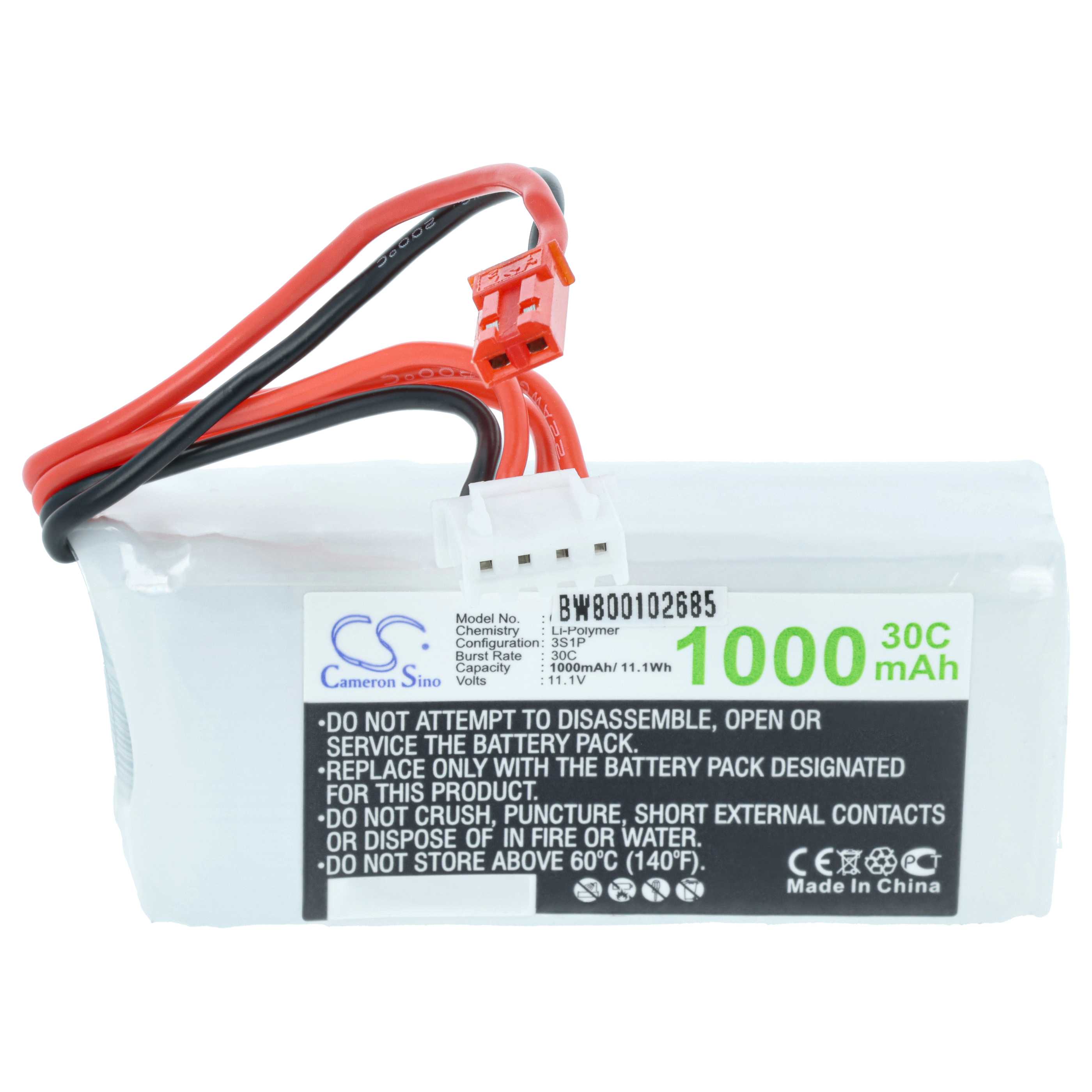 Batterie modèle radio-télécommandé - 1000mAh 11,1V Li-polymère, JST-SYP-2P