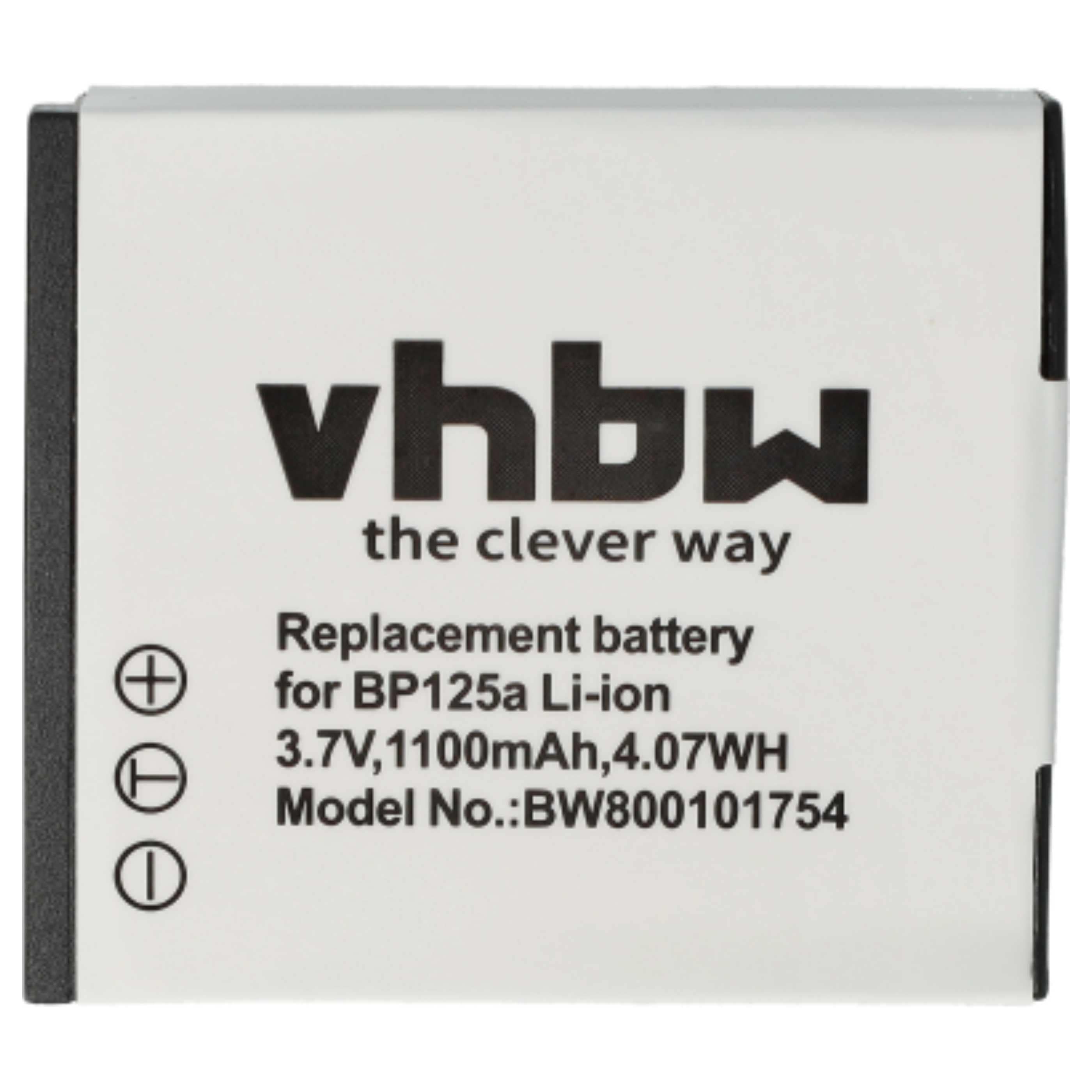 Videocamera 3x Battery replaces Samsung IA-BP125A, AD43-00197A, BP125A, IA-BP125 - 1100 mAh 3.6 V Li-Ion