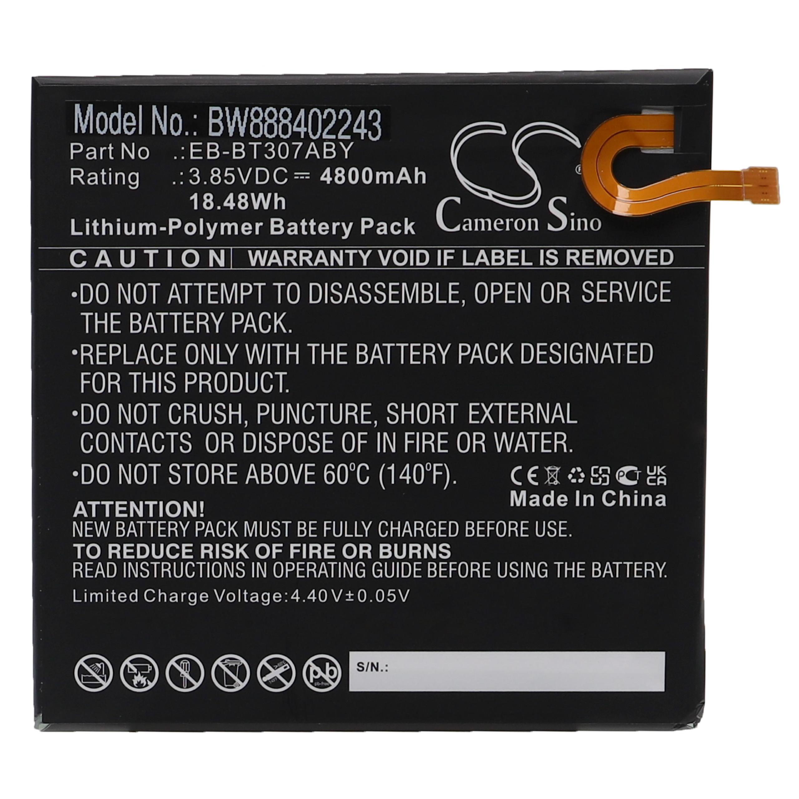 Batería reemplaza Samsung EB-BT307ABY para tablet, Pad Samsung - 4800 mAh 3,85 V Li-poli