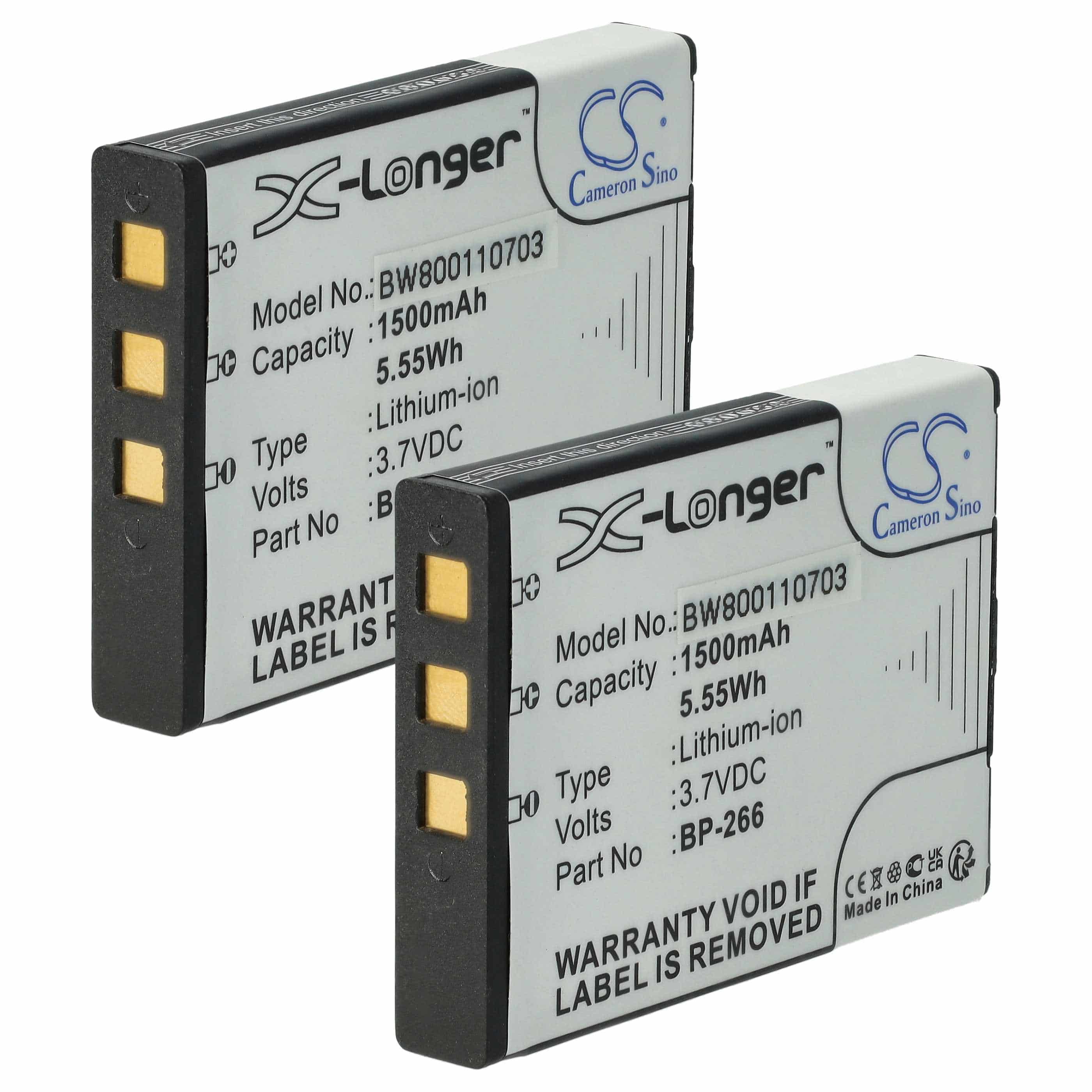 Radio 2x Battery replaces Icom BP-266 - 1500 mAh 3.7 V Li-Ion