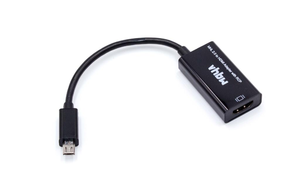 vhbw Adaptador MHL smartphone, tablet - Clavija macho USB micro a clavija hembra HDMI, 18cm